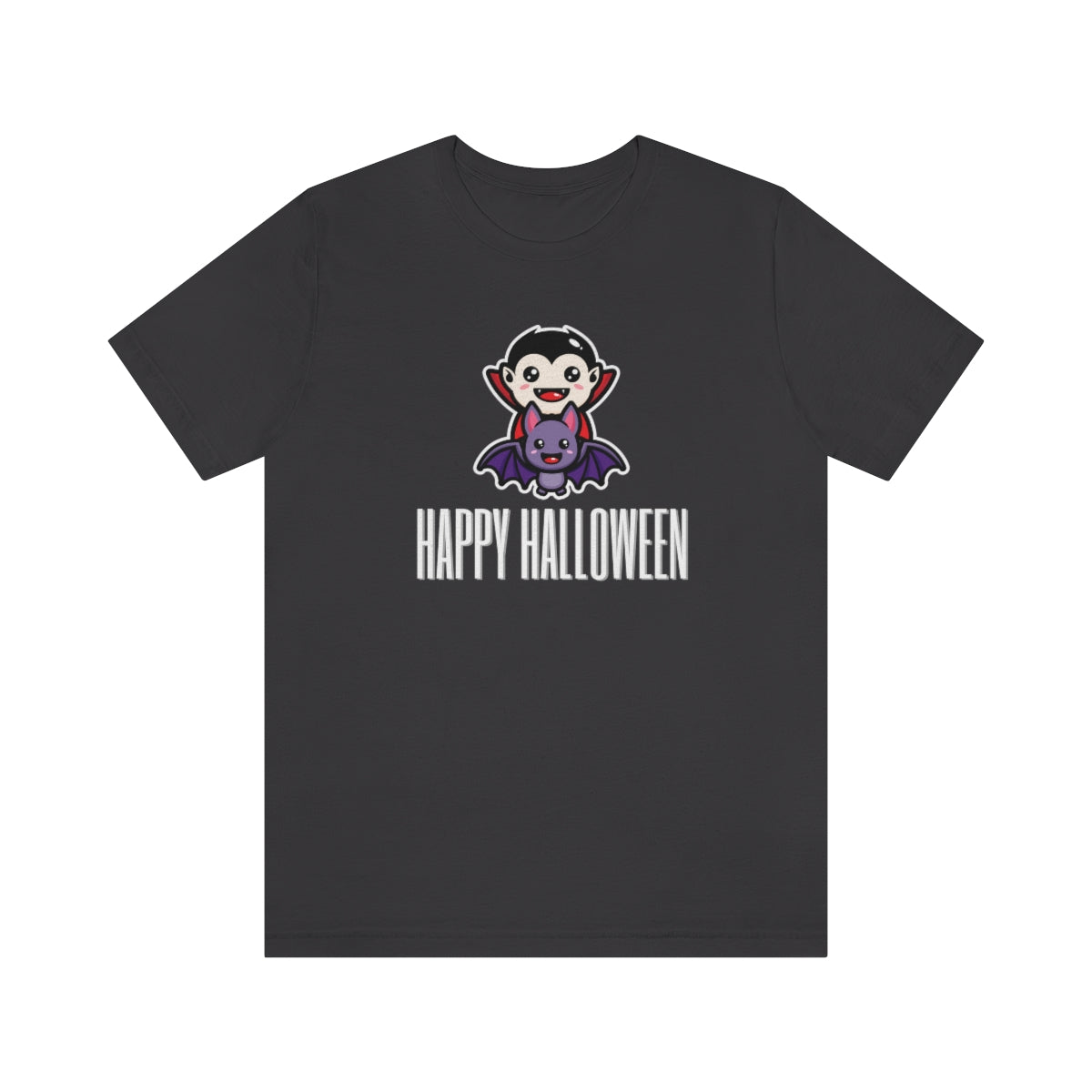 Dracula Bat Vampire Cute Happy Halloween Tshirt, Funny TShirt Design on Unisex Jersey Short Sleeve Tee