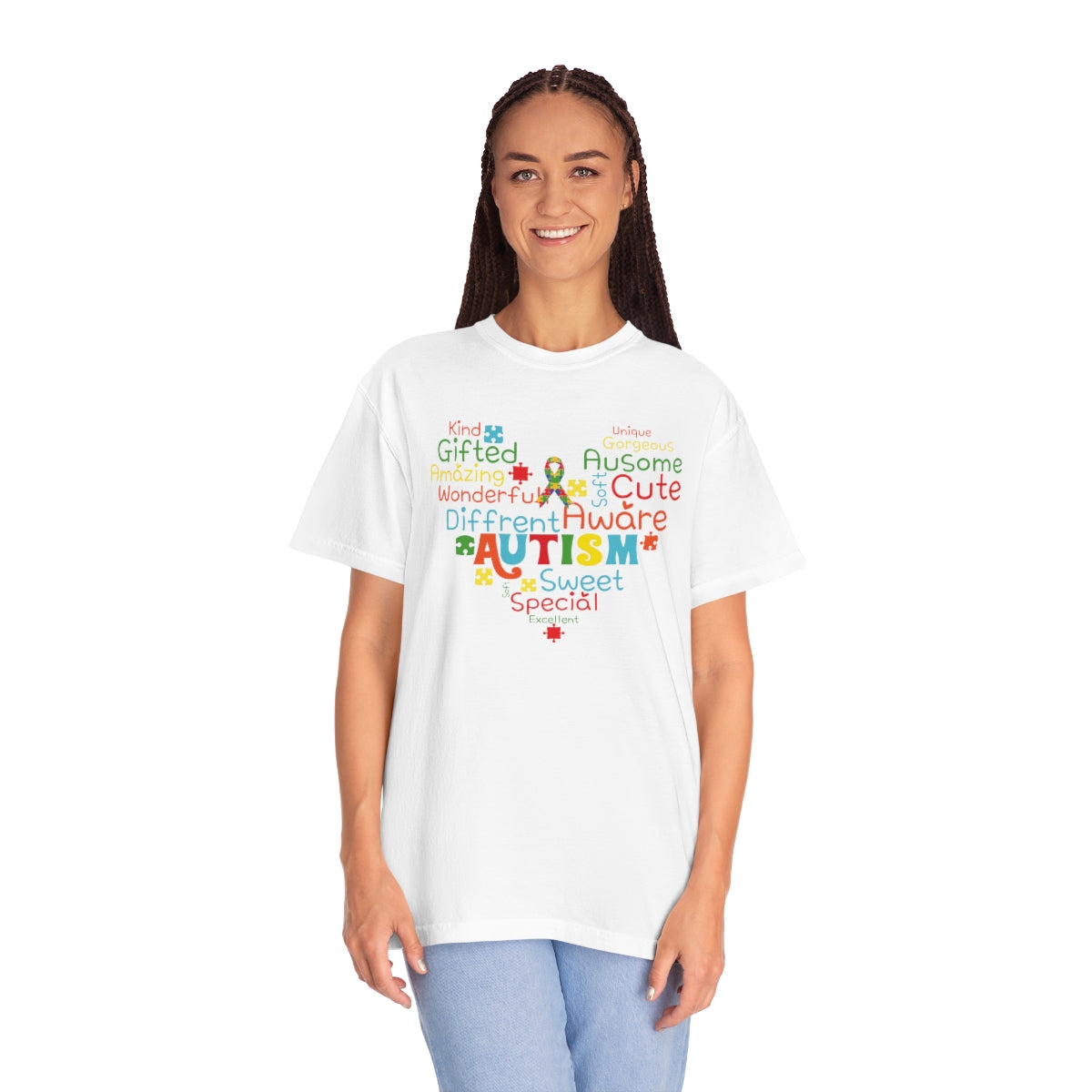 Cute Heart with Encouraging Words Autism Awareness Tshirt