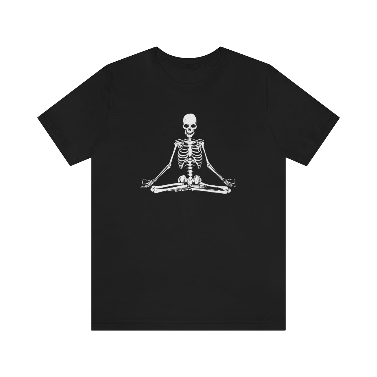 Meditating Yoga Skeleton TShirt, Funny Shirt, Namaste Skeleton, Halloween Lover Gift on Unisex Jersey Short Sleeve Tee