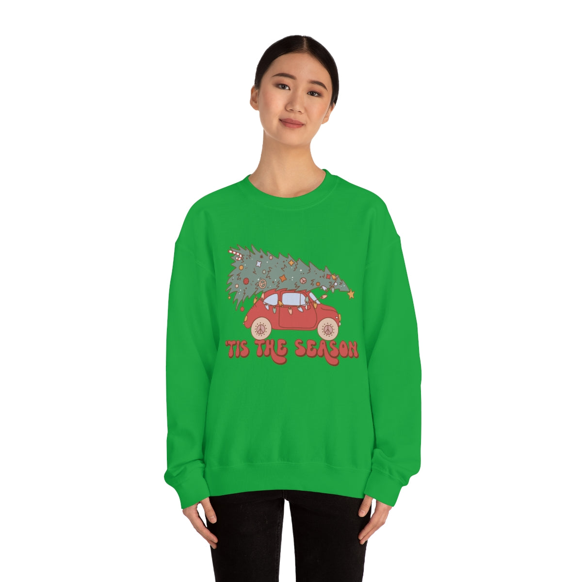 Tis the Season Groovy VW Bug Christmas Xmas Holiday Sweatshirt