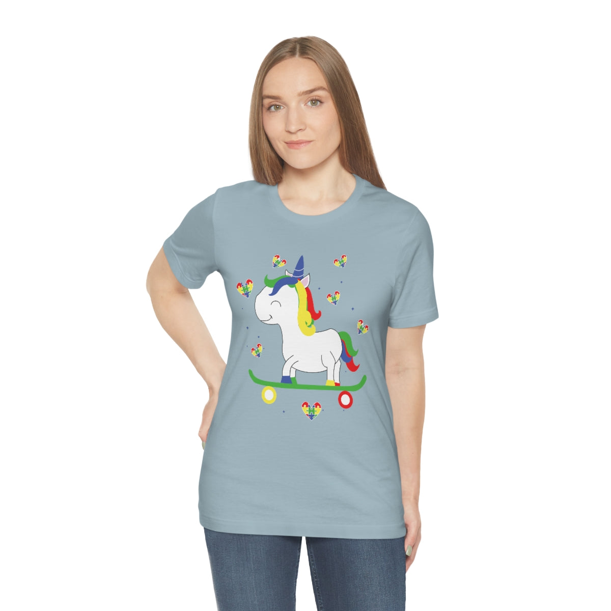 Cute Skateboarding Unicorn Autism Awareness Tshirt