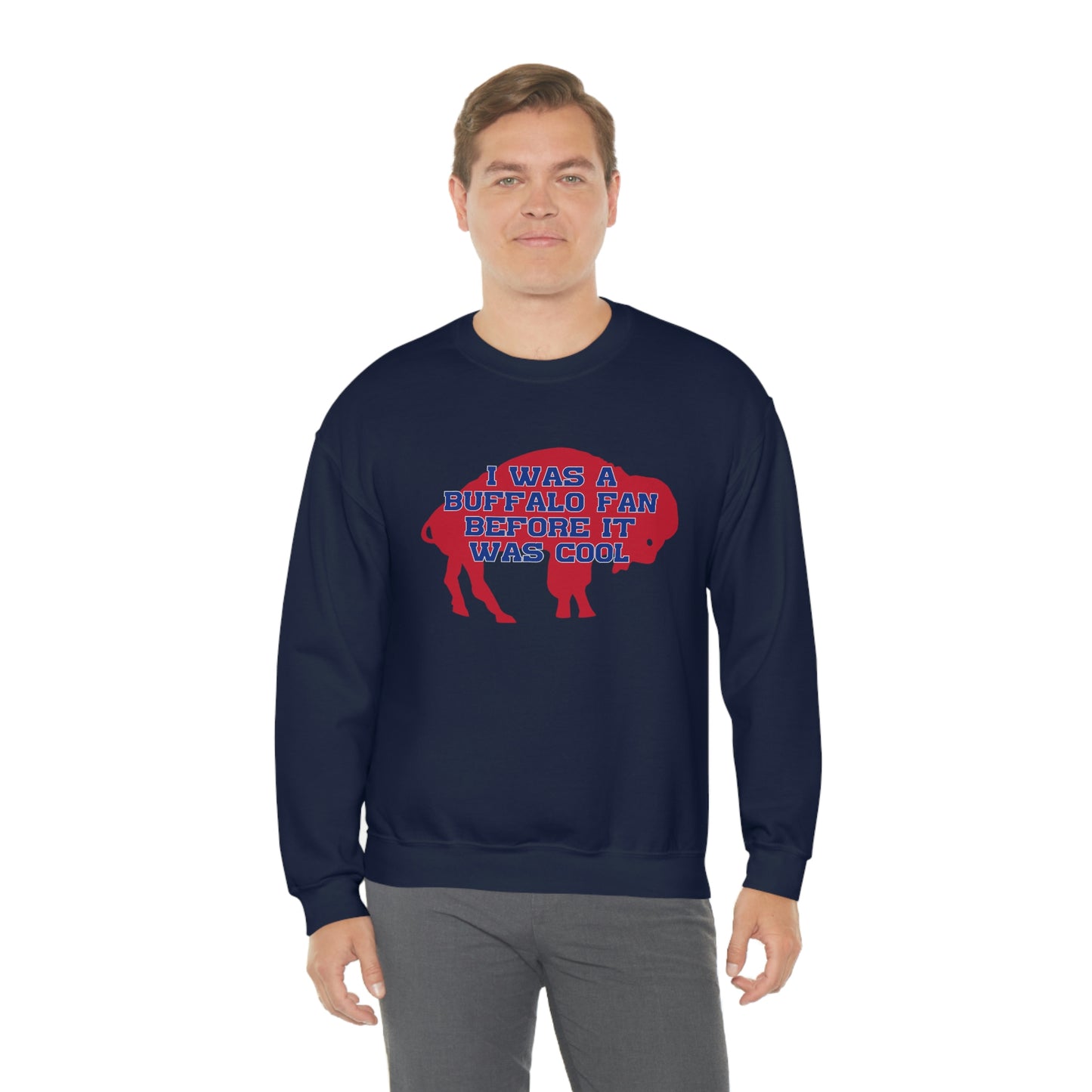 I Was a Buffalo Fan Before it was Cool Retro Red Logo Bills Mafia Football Crewneck Sweatshirt