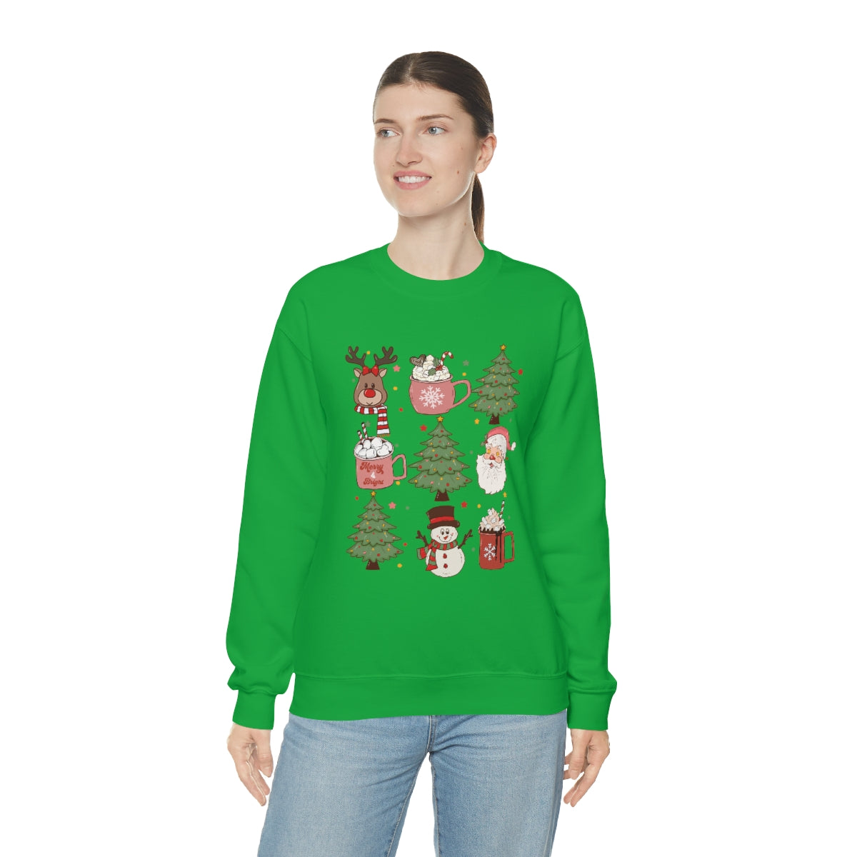 Cute Snowman Santa Reindeer Christmas Xmas Holiday Sweatshirt