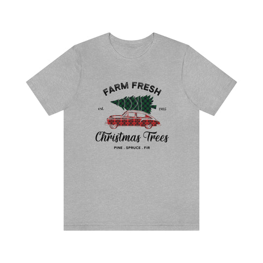 Classic Car Farm Fresh Christmas Tree Tshirt