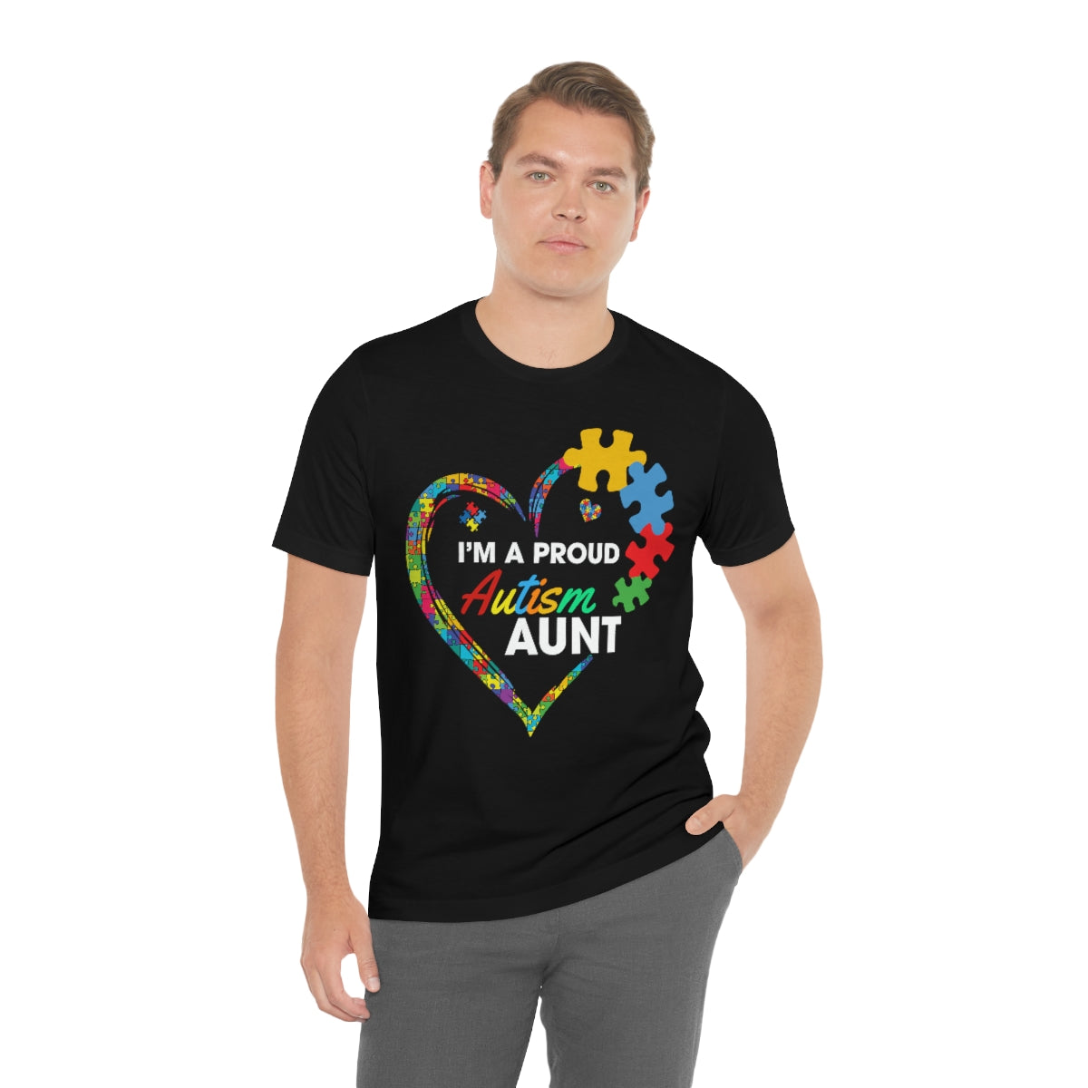 Proud Autism Aunt Heart Puzzle Pieces Tshirt