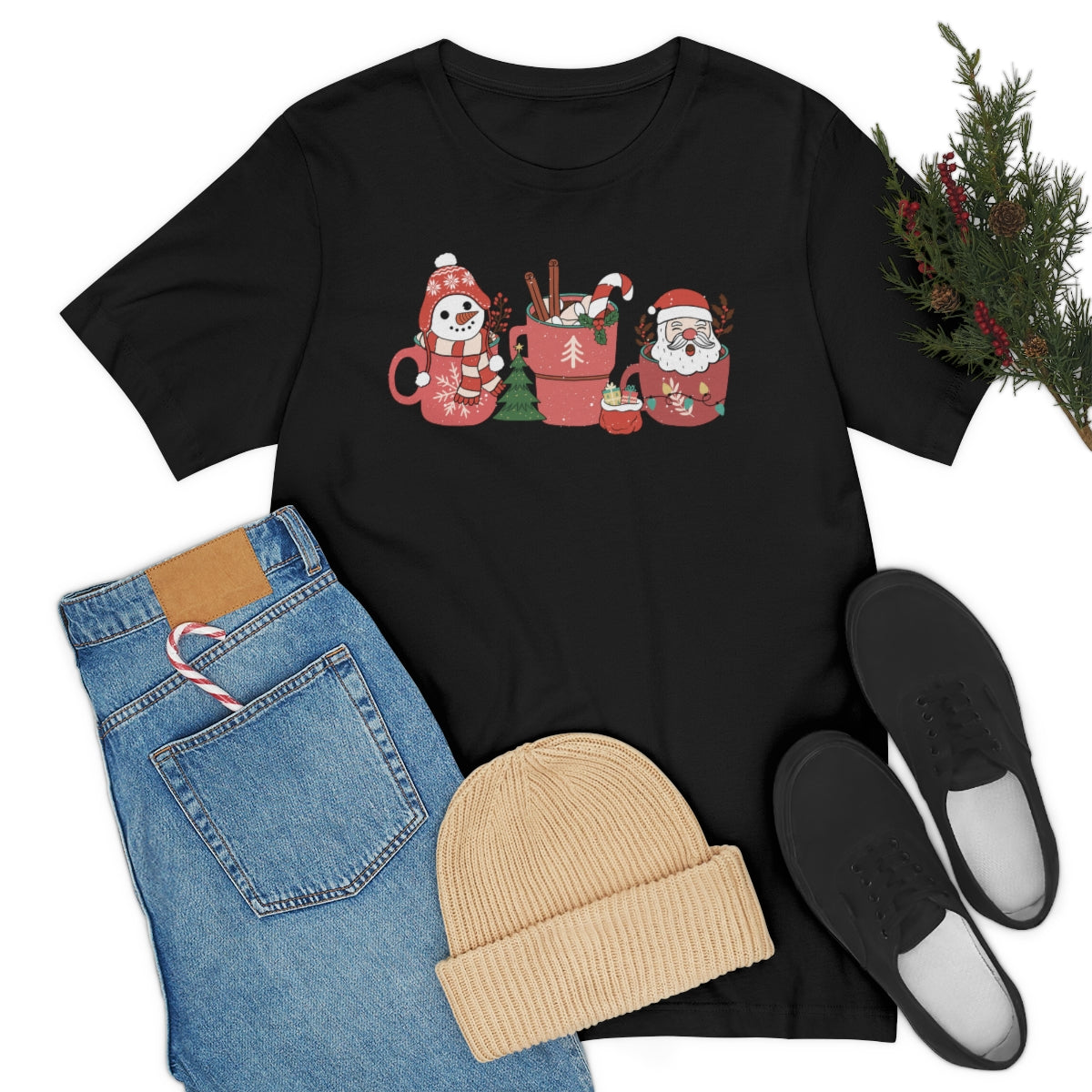 Merry Christmas Coffee Tshirt on Unisex Jersey Short Sleeve Tee