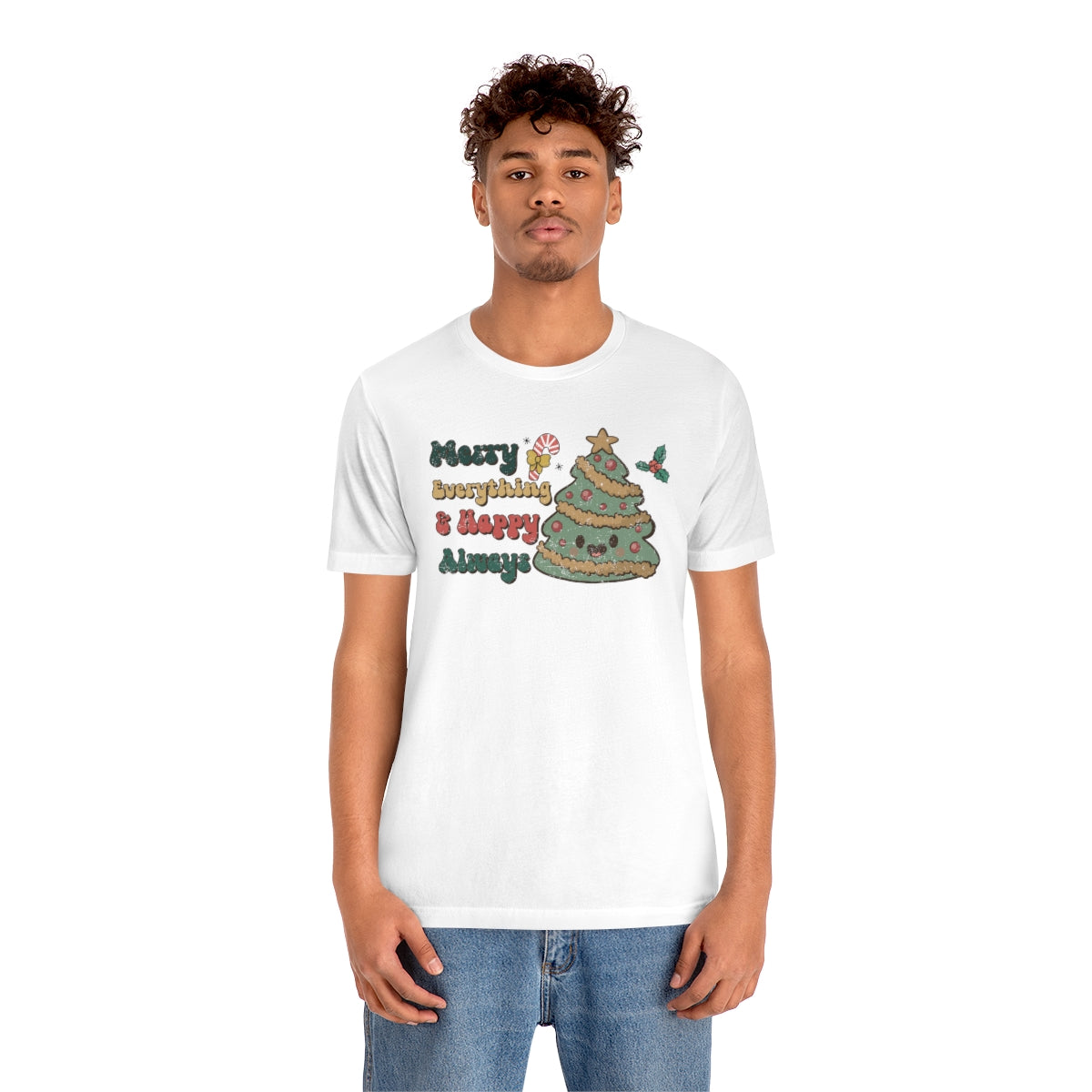 Merry Everything Tree Retro Christmas Tshirt