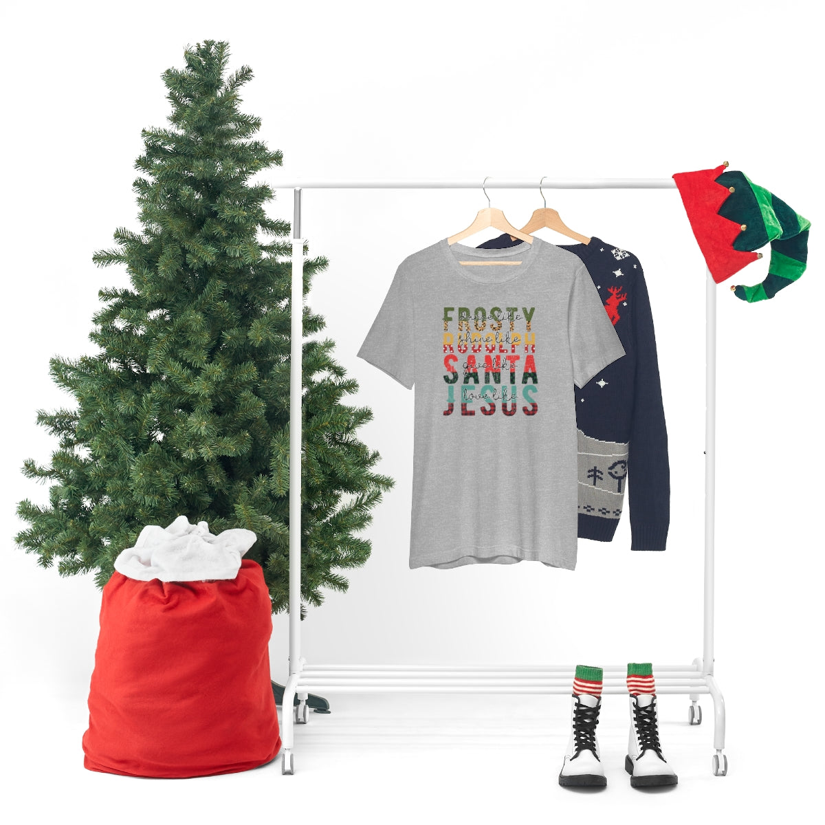 Frosty Rudolph Santa Jesus Christmas Tshirt