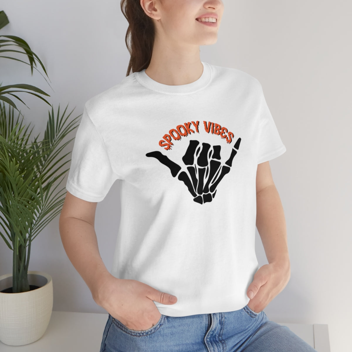 Spooky Vibes Sign Language Cool Halloween Tshirt, Funny TShirt Design on Unisex Jersey Short Sleeve Tee