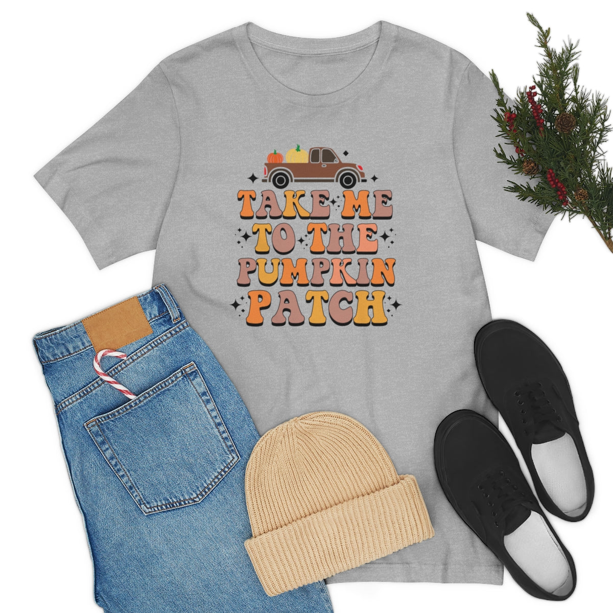 Take Me to the Pumpkin Patch Fall Thanksgiving Teeshirt on Unisex Jersey Short Sleeve Tee