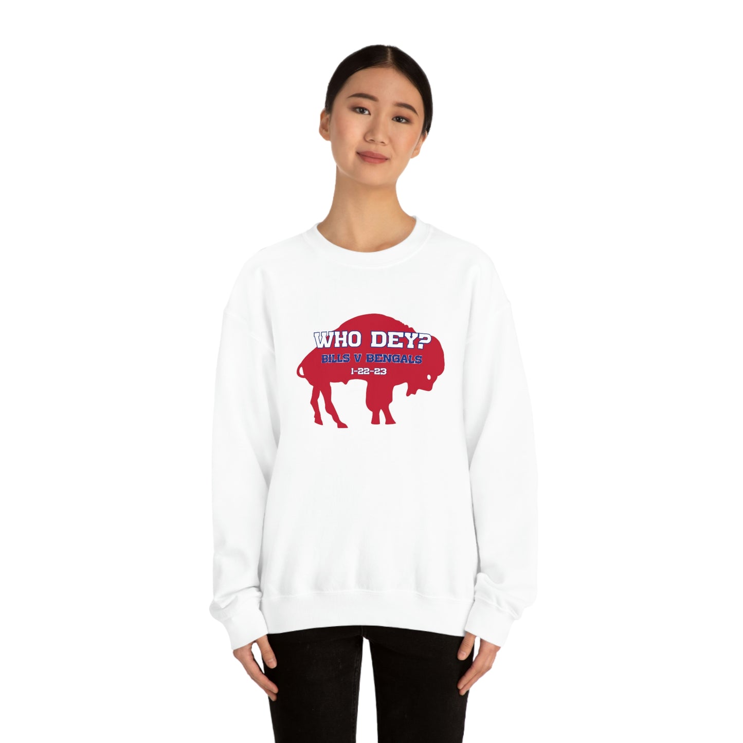 Who Dey? 1-22-23 Bills v. Bengals Buffalo Bills Football Bills Mafia Crewneck Sweatshirt