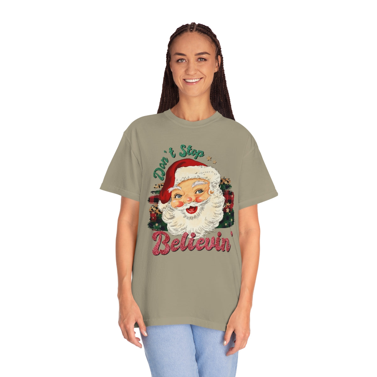 Don't Stop Believing Vintage Classic Santa Christmas Tshirt