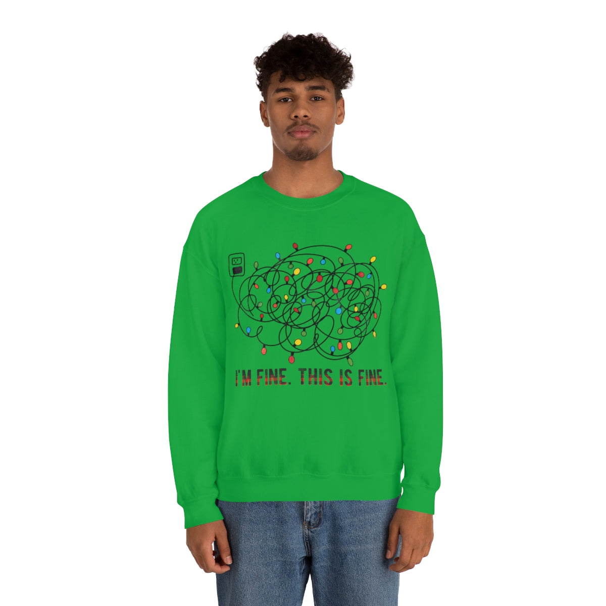 It's Fine, This is Fine Christmas Lights Sweatshirt