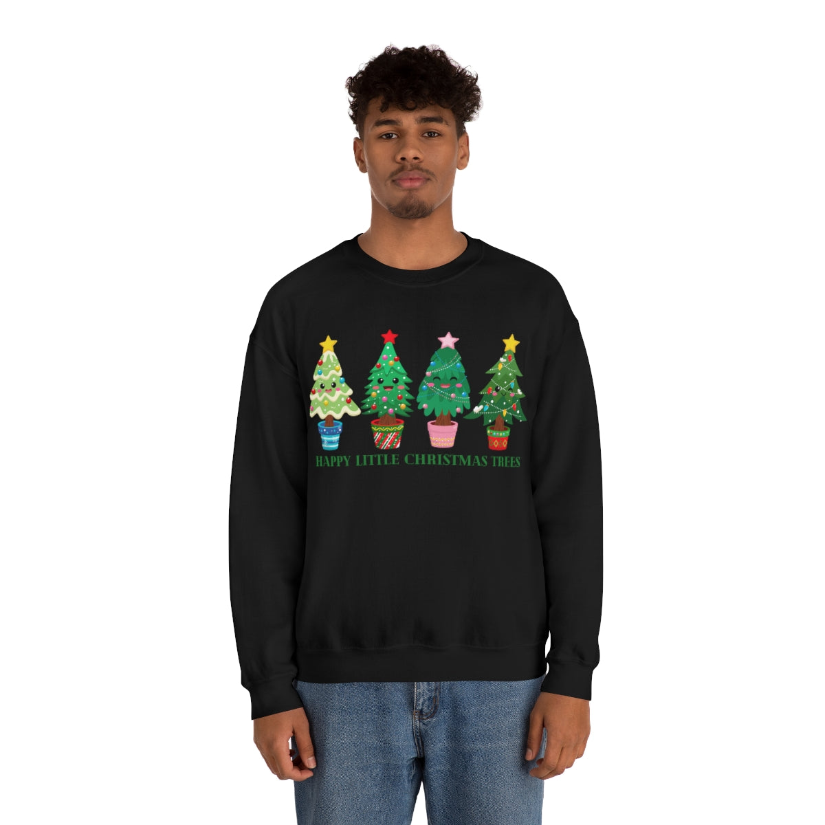 Happy Little Christmas Trees Xmas Holiday Sweatshirt