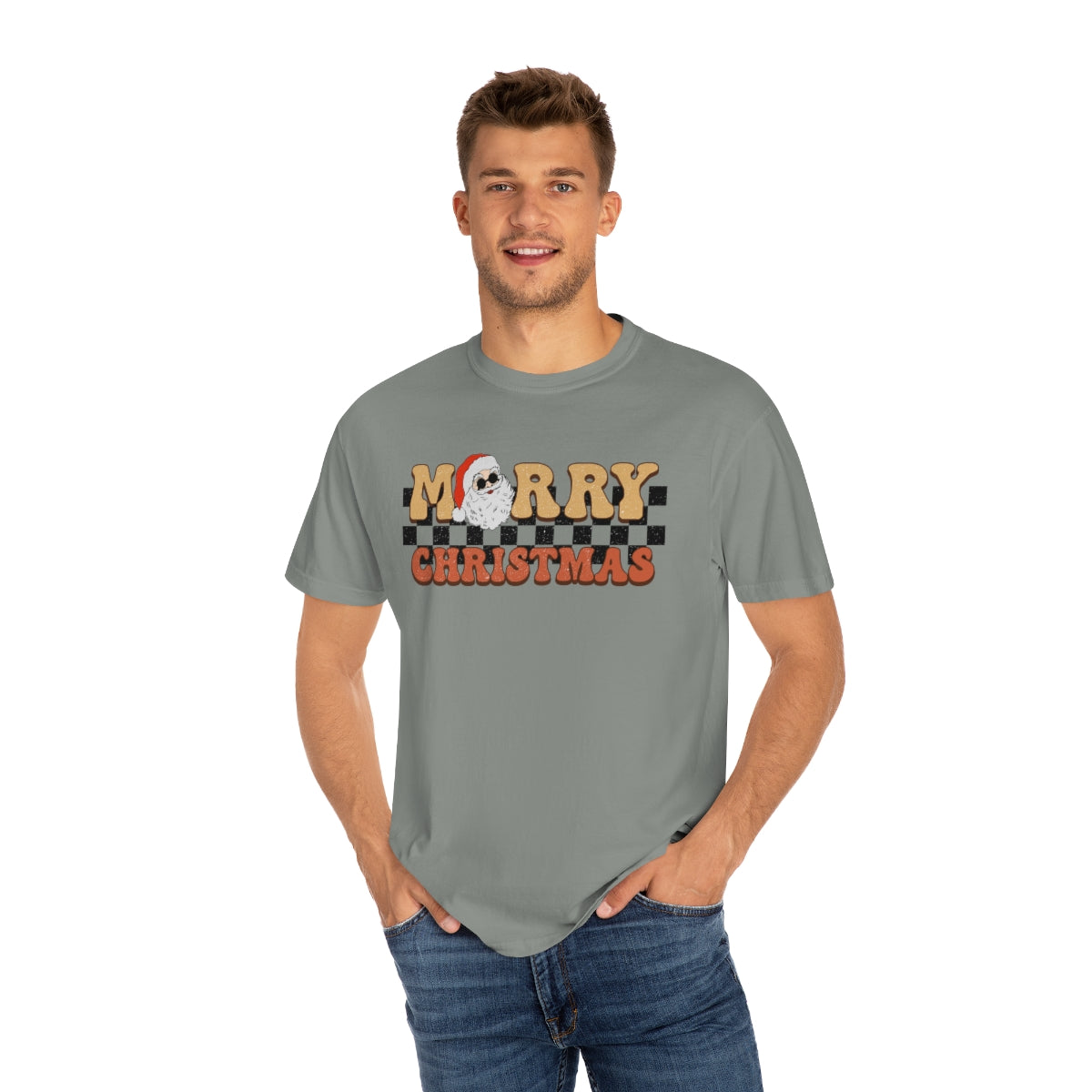 Merry Christmas Retro Santa Skateboard Style Tshirt