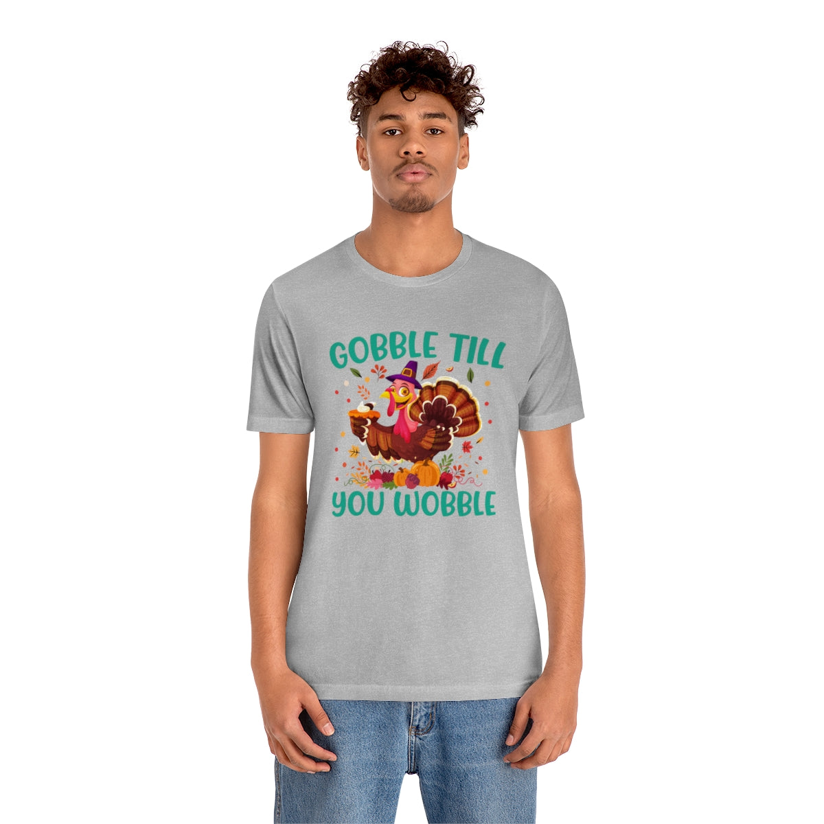 Gobble Til You Wobble Cute Thanksgiving Tshirt Design | Thanksgiving TShirt | Thanksgiving T-Shirt | Thanksgiving Teeshirt Design on Unisex Jersey Short Sleeve Tee