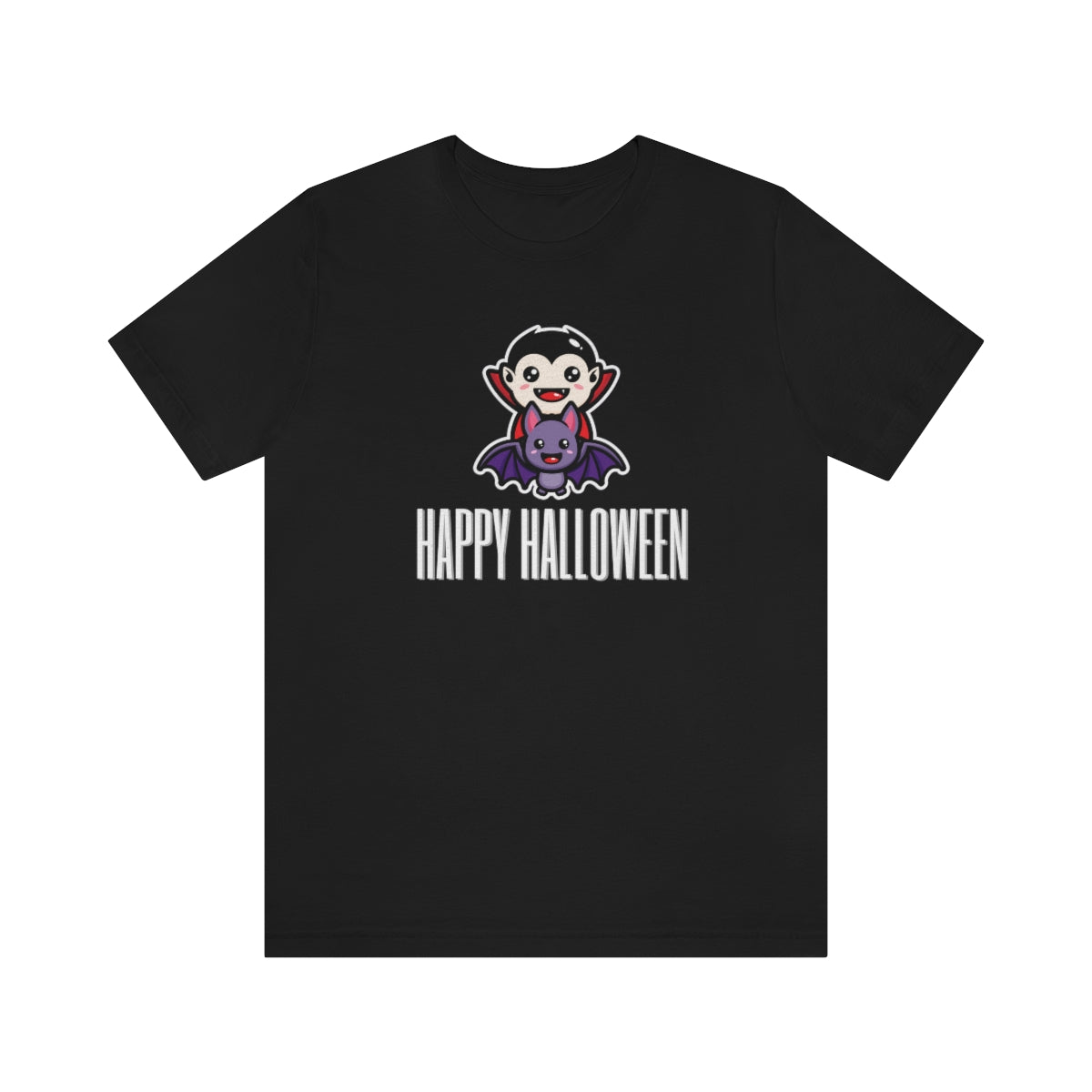 Dracula Bat Vampire Cute Happy Halloween Tshirt, Funny TShirt Design on Unisex Jersey Short Sleeve Tee