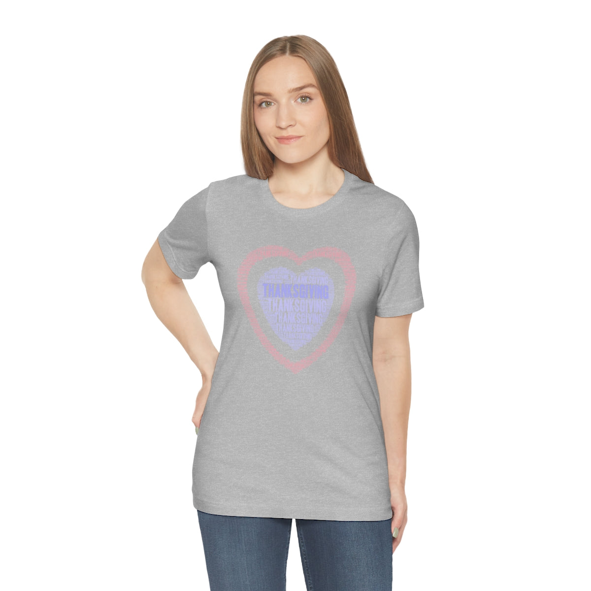 Cute Heart Thanksgiving Tshirt Design | Thanksgiving TShirt | Thanksgiving T-Shirt | Thanksgiving Teeshirt Design on Unisex Jersey Short Sleeve Tee