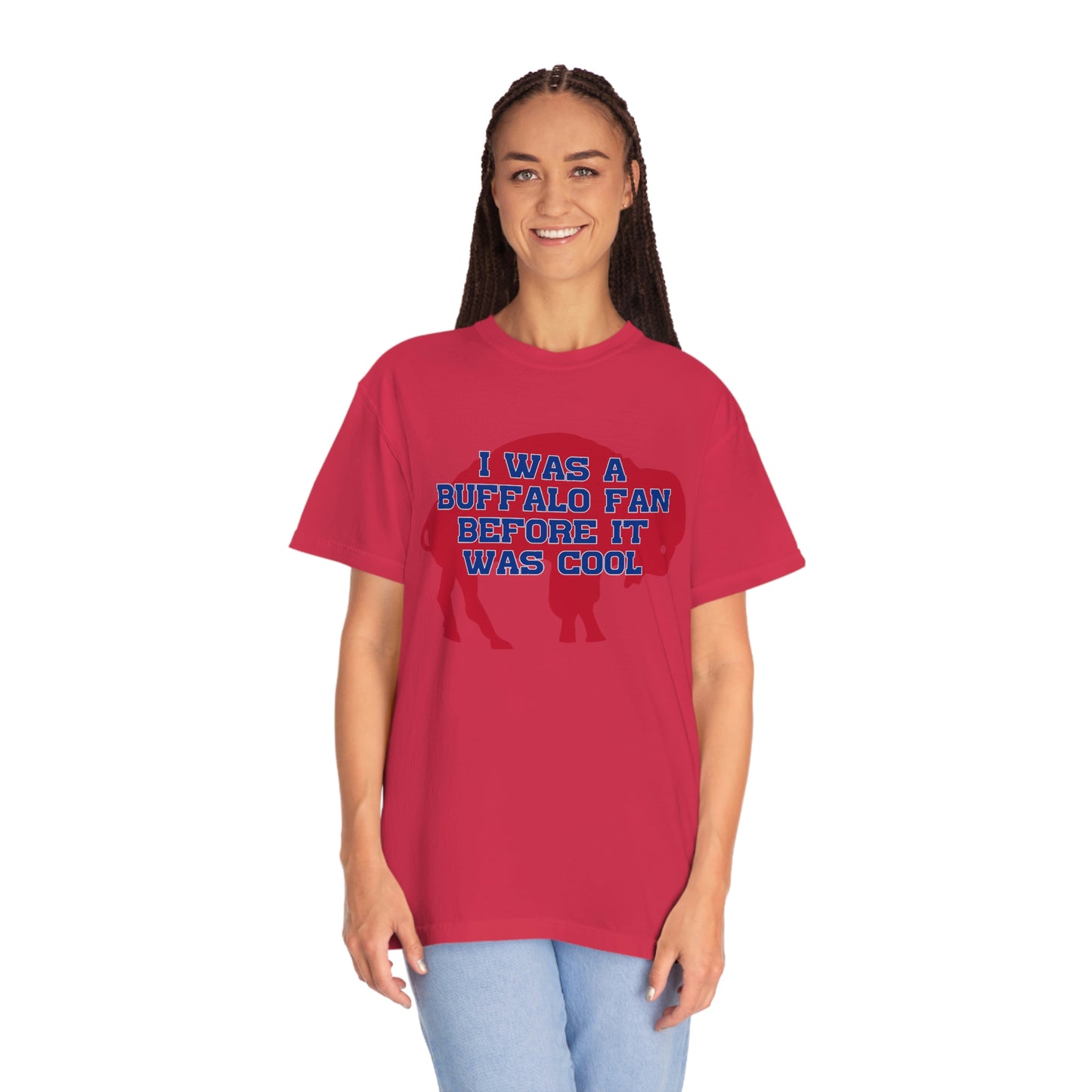 Two Sided Tshirt I Was a Buffalo Fan Before it was Cool Retro Red Logo Bills Mafia Redzone Font Buffalo Bills Football Tshirt