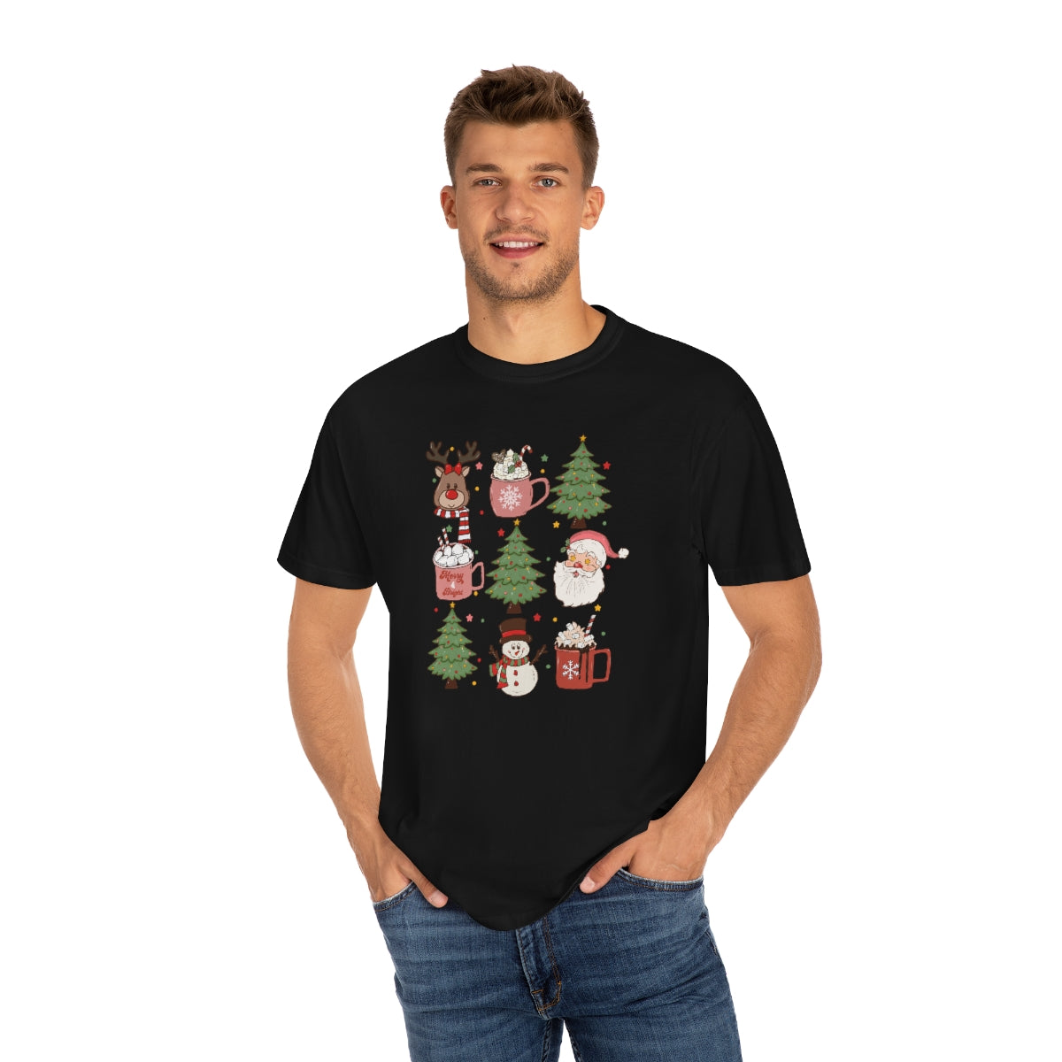 Cute Snowman Reindeer Santa Christmas Tree Xmas Holiday Tshirt