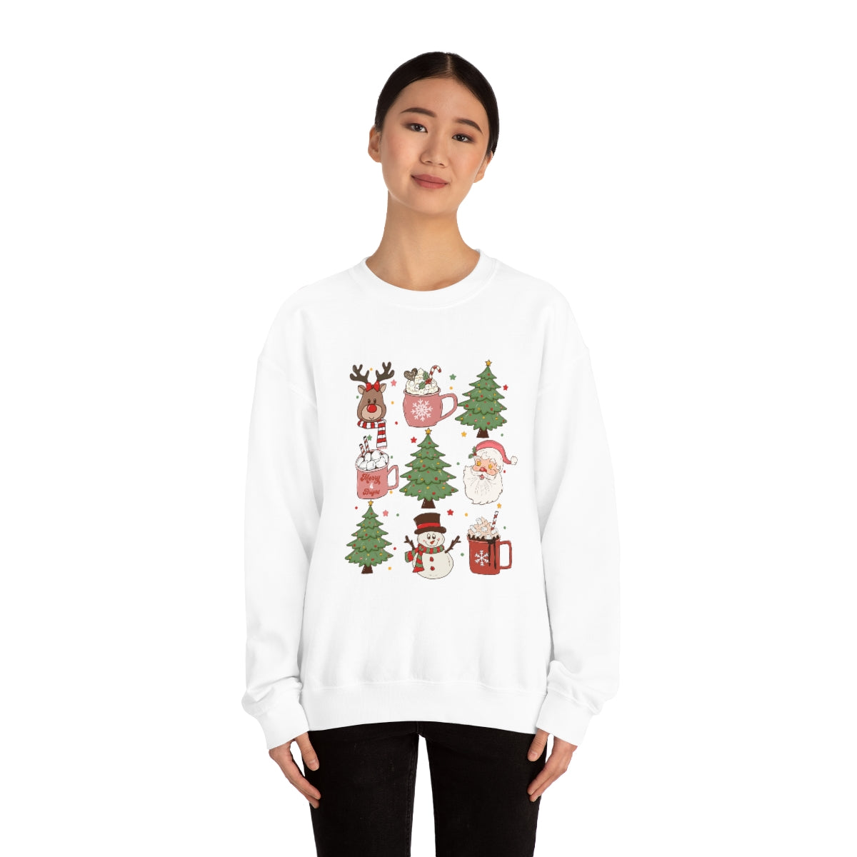 Cute Snowman Santa Reindeer Christmas Xmas Holiday Sweatshirt