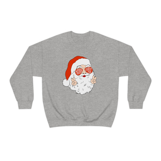 Groovy Santa Claus Peace Sign Sunglasses Christmas Sweatshirt