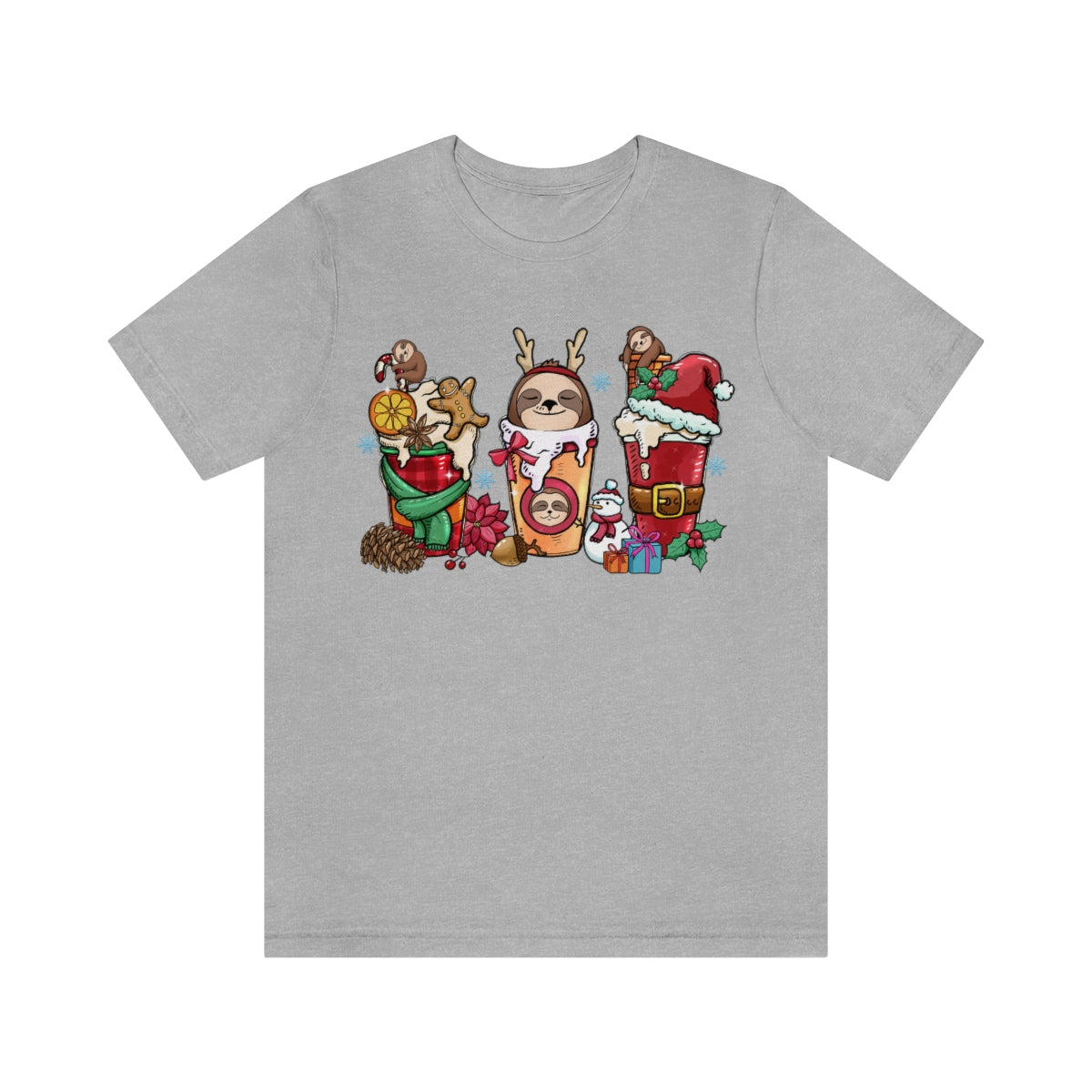 Cute Sloth Christmas Coffee Cup Xmas Tshirt