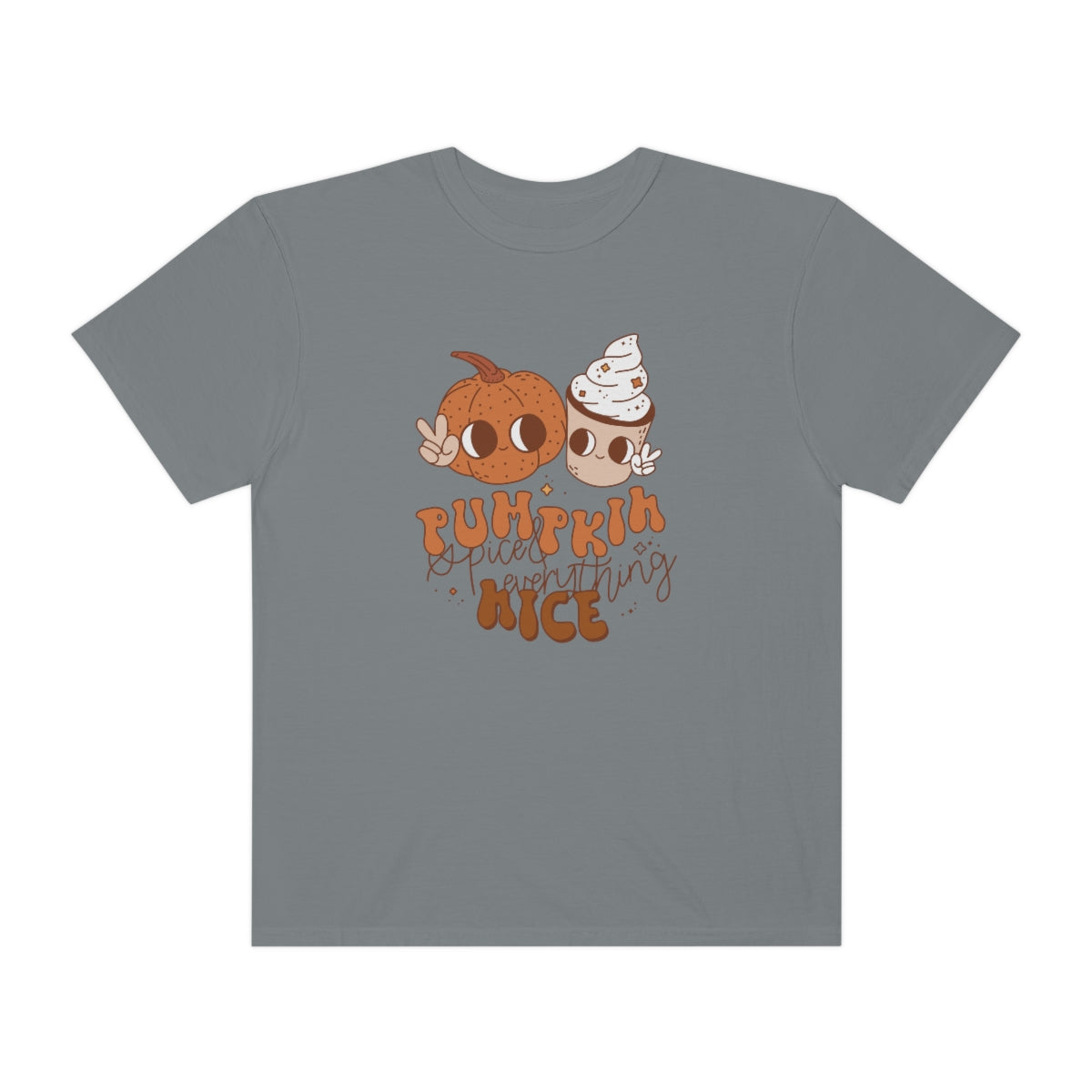 Pumpkin Spice Everything Cute Coffee & Pumpkin Halloween Design, Halloween Tshirt, Funny Tshirt Design on Unisex Garment-Dyed T-shirt