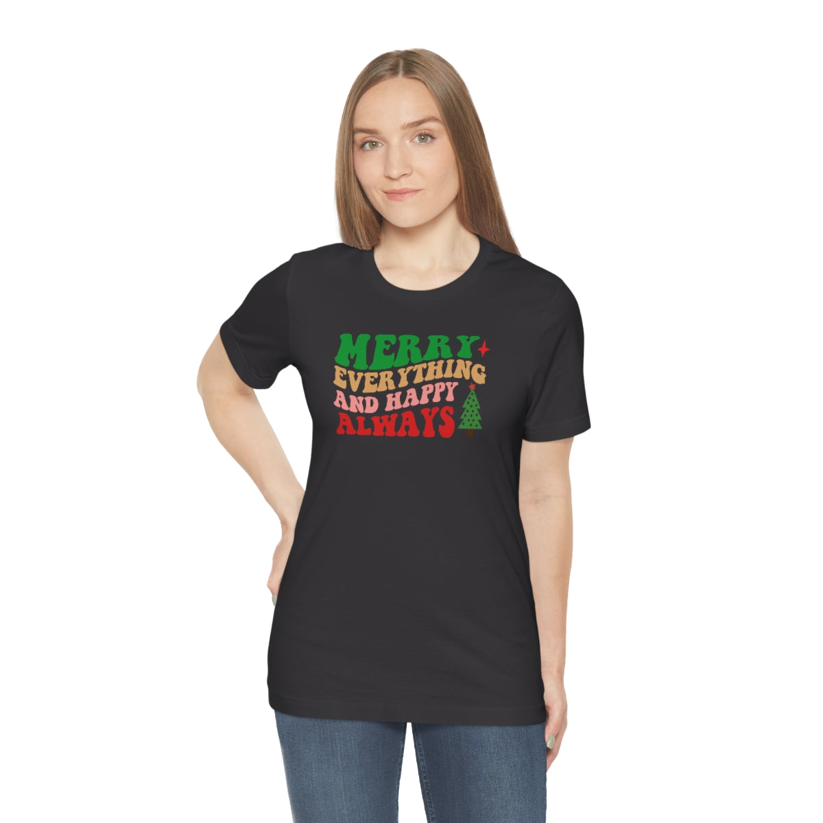 Merry Everything Retro Lettering Christmas Tshirt