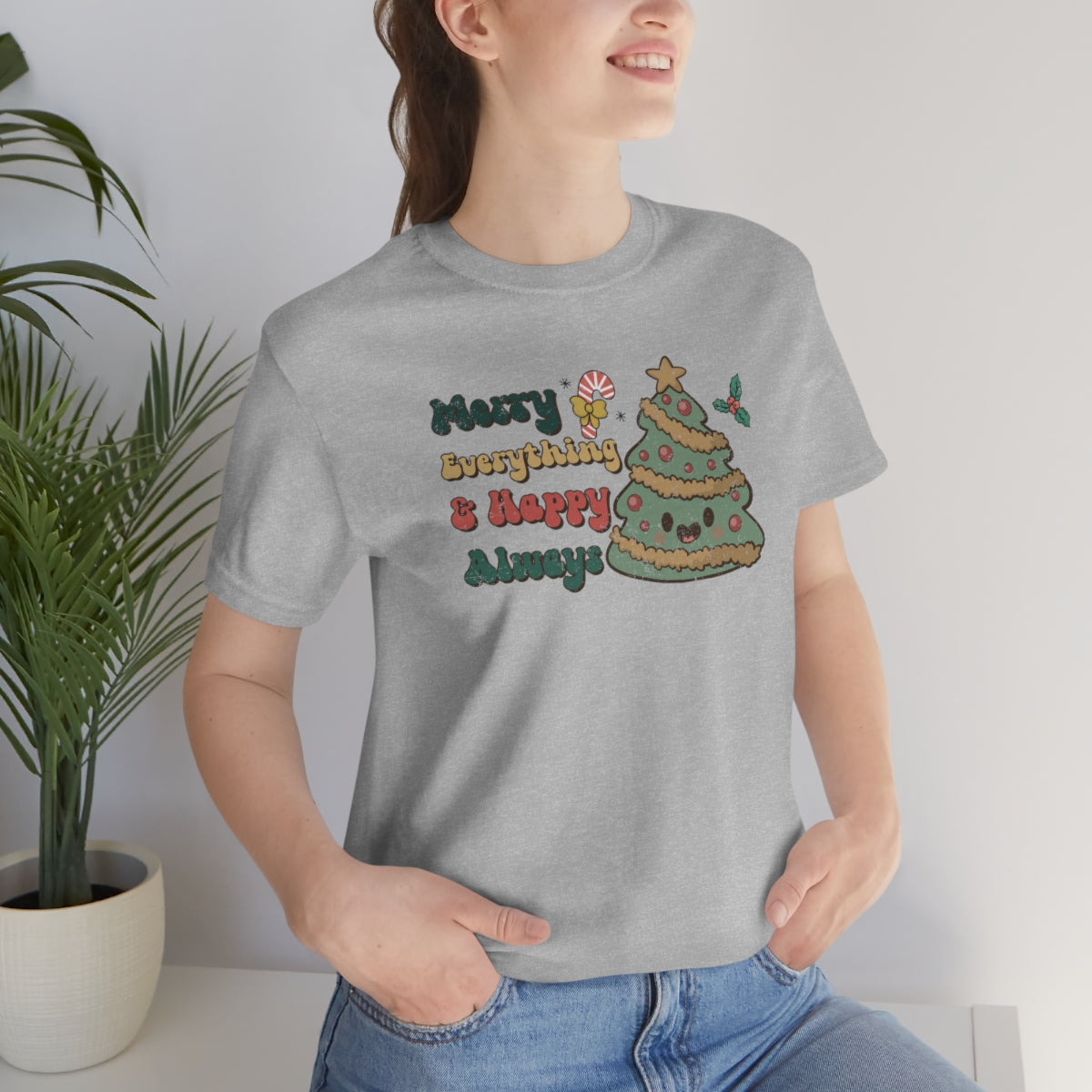 Merry Everything Tree Retro Christmas Tshirt