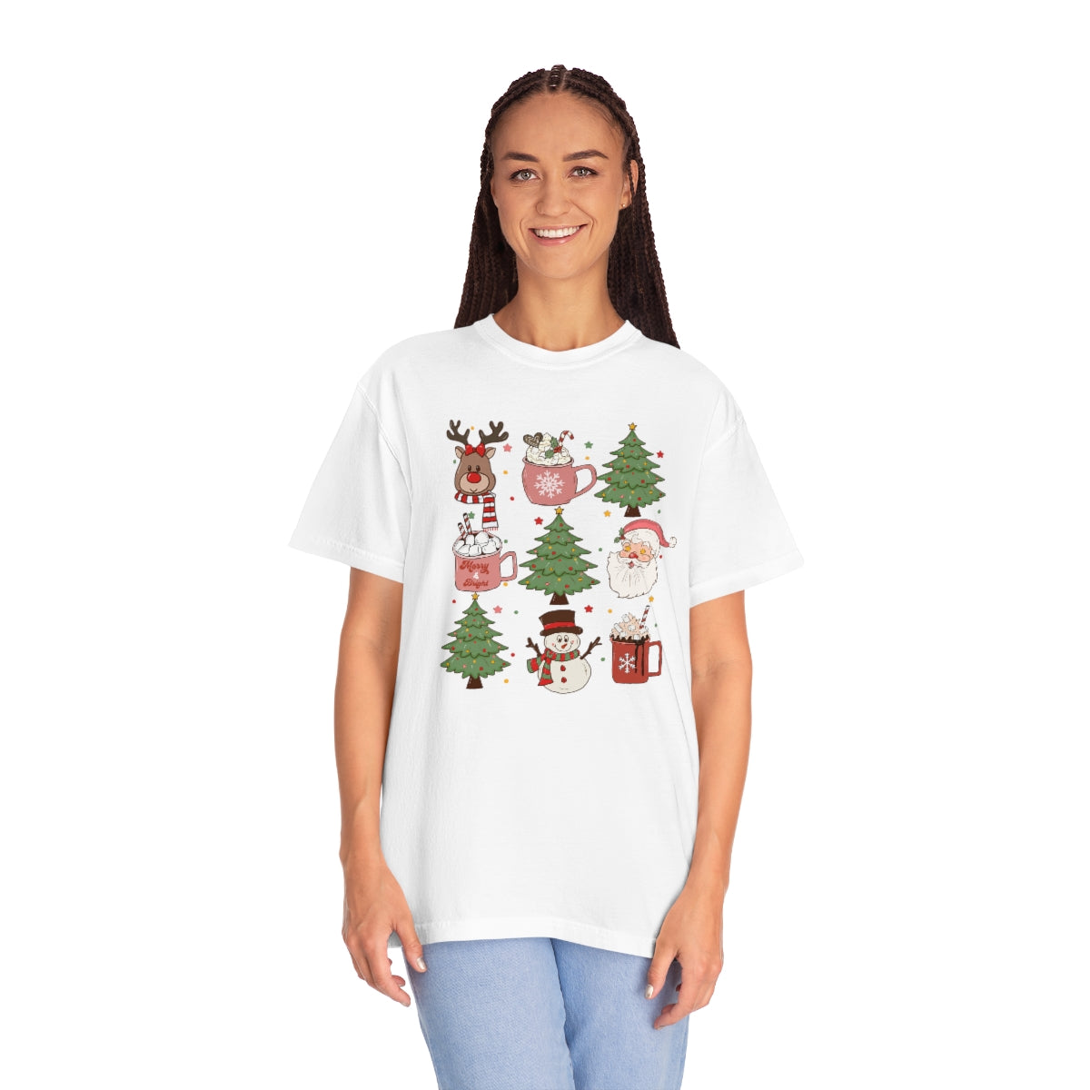 Cute Snowman Reindeer Santa Christmas Tree Xmas Holiday Tshirt