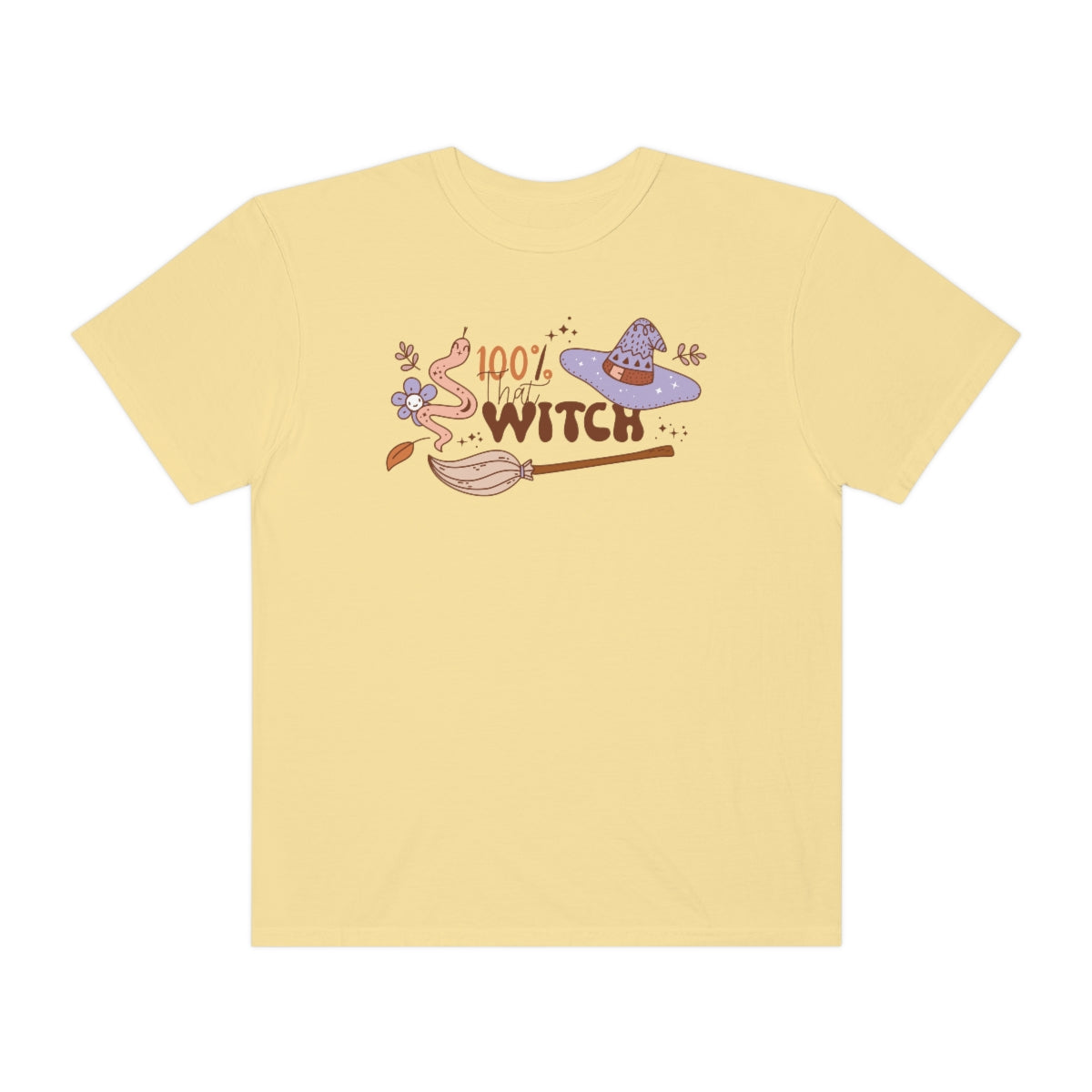 100% that Witch Cute Retro Lettering Design, Halloween Tshirt, Funny Tshirt Design on Unisex Garment-Dyed T-shirt