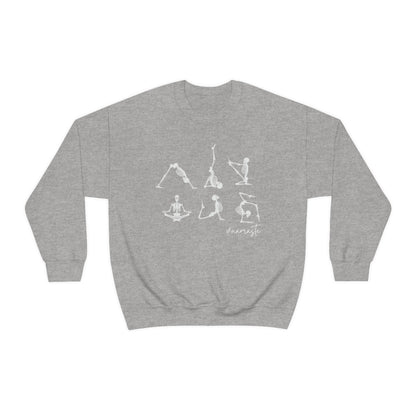 Namaste Skeleton Yoga Sweatshirt, Skeleton Yoga Namaste Sweater, Halloween Crewneck Sweatshirt, Halloween Sweater, Spooky Season, Fall Shirts on Unisex Heavy Blend™ Crewneck Sweatshirt