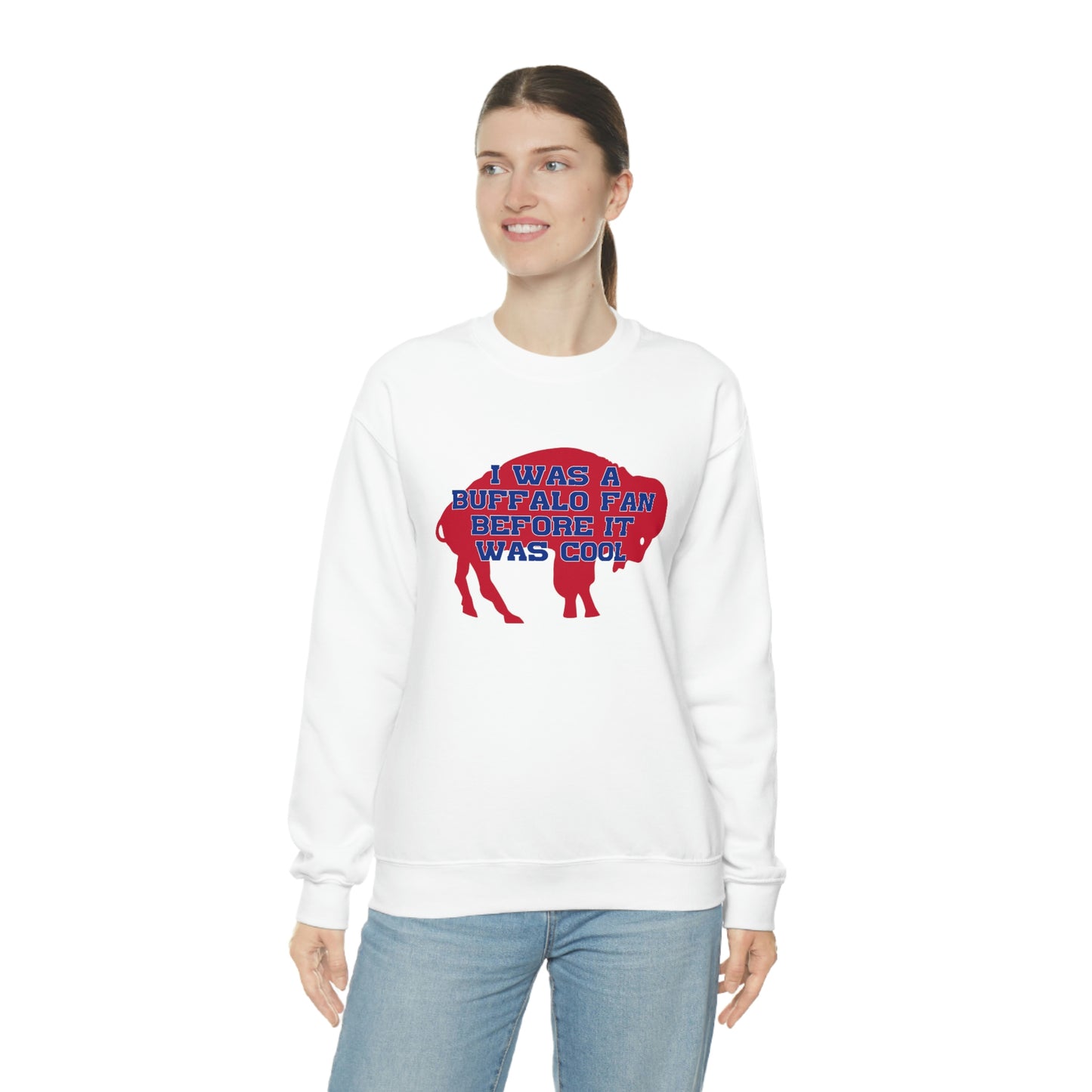 I Was a Buffalo Fan Before it was Cool Retro Red Logo Bills Mafia Football Crewneck Sweatshirt