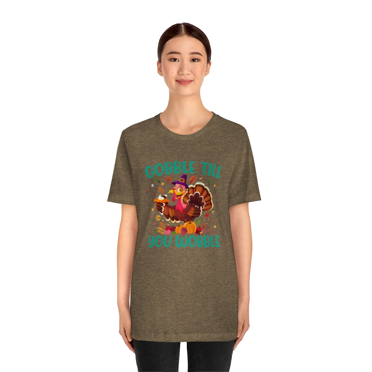 Gobble Til You Wobble Cute Thanksgiving Tshirt Design | Thanksgiving TShirt | Thanksgiving T-Shirt | Thanksgiving Teeshirt Design on Unisex Jersey Short Sleeve Tee