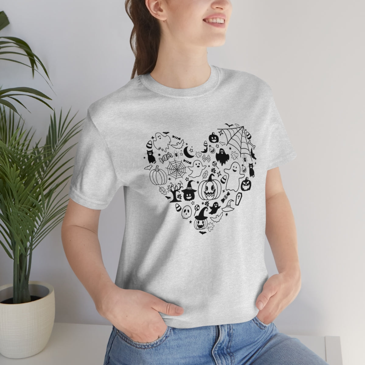 Heart Happy Halloween Tshirt Design on Unisex Jersey Short Sleeve Tee