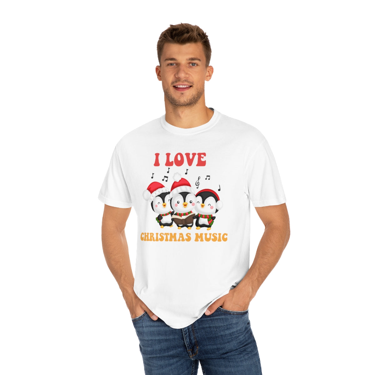 Cute I love Christmas Music Singing Caroling Penguins Holiday Xmas TShirt