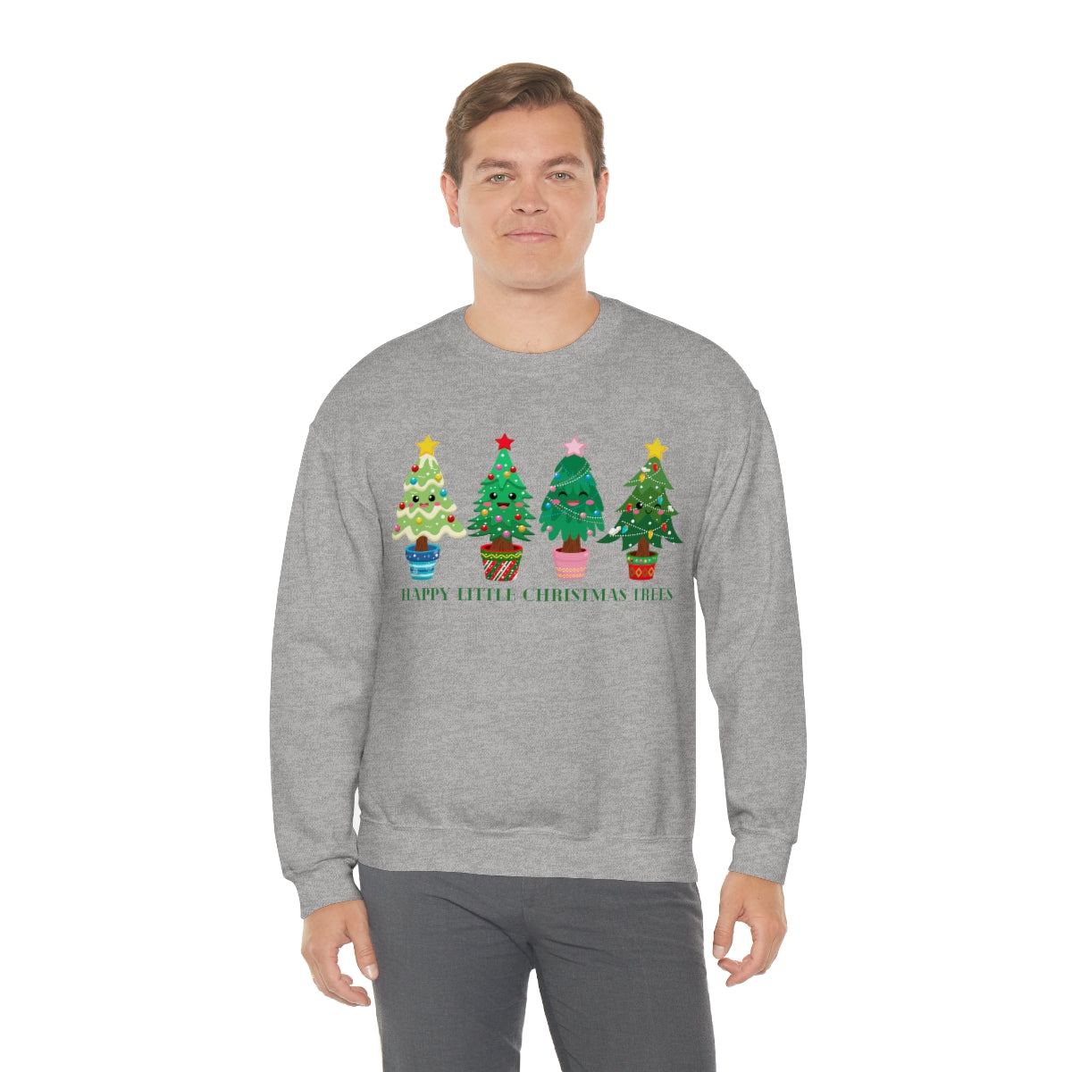 Happy Little Christmas Trees Xmas Holiday Sweatshirt