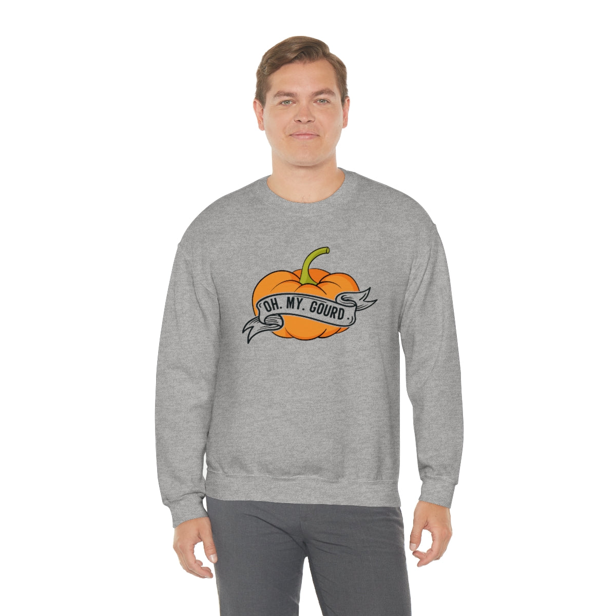 Oh My Gourd! Thanksgiving Pumpkin Sweatshirt Design on Unisex Heavy Blend™ Crewneck Sweatshirt