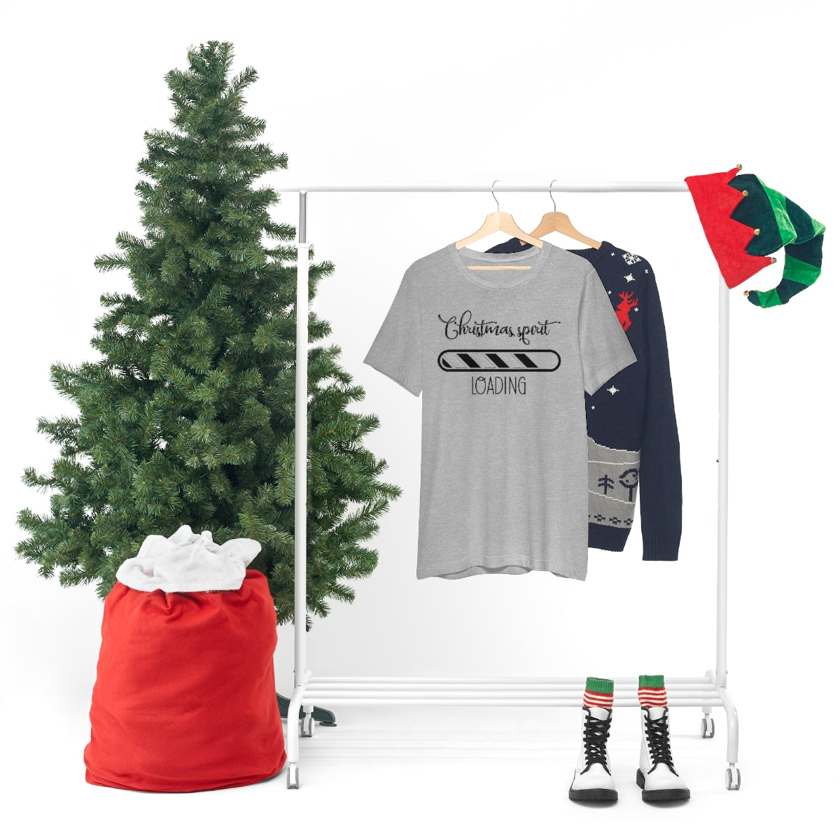 Christmas Spirit Loading Black Tshirt