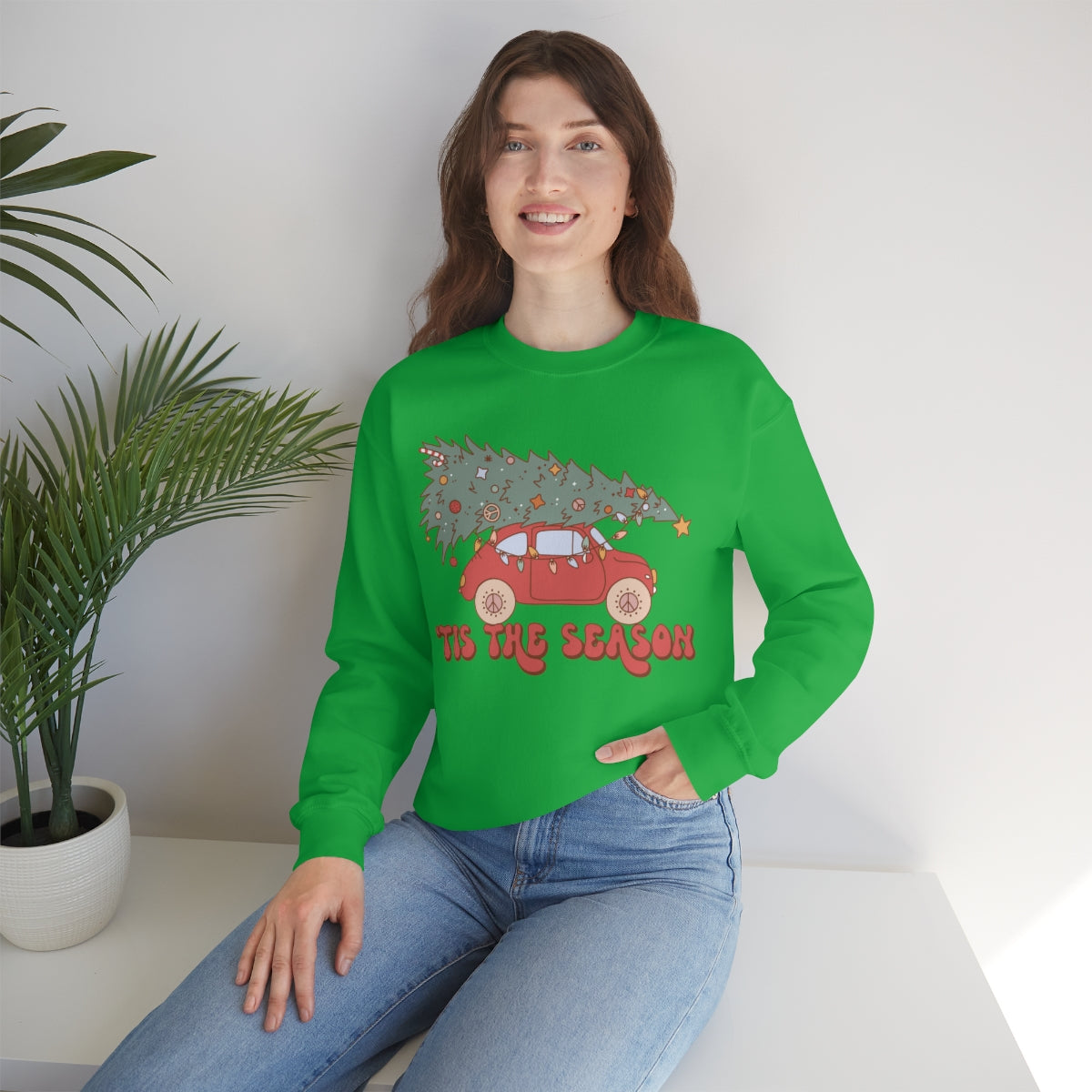 Tis the Season Groovy VW Bug Christmas Xmas Holiday Sweatshirt