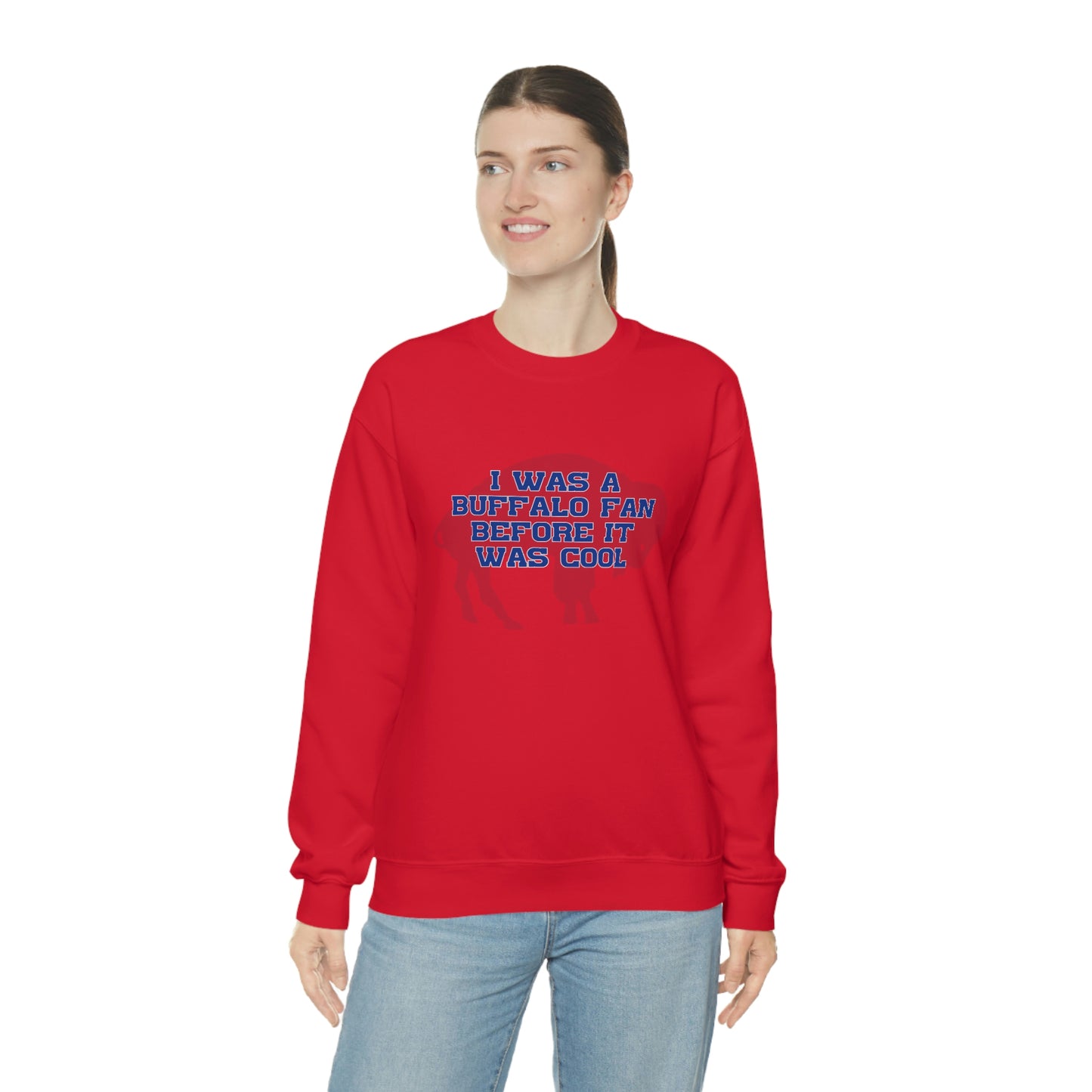 I Was a Buffalo Fan Before it was Cool Retro Red Logo Bills Mafia Football Crewneck Sweatshirt