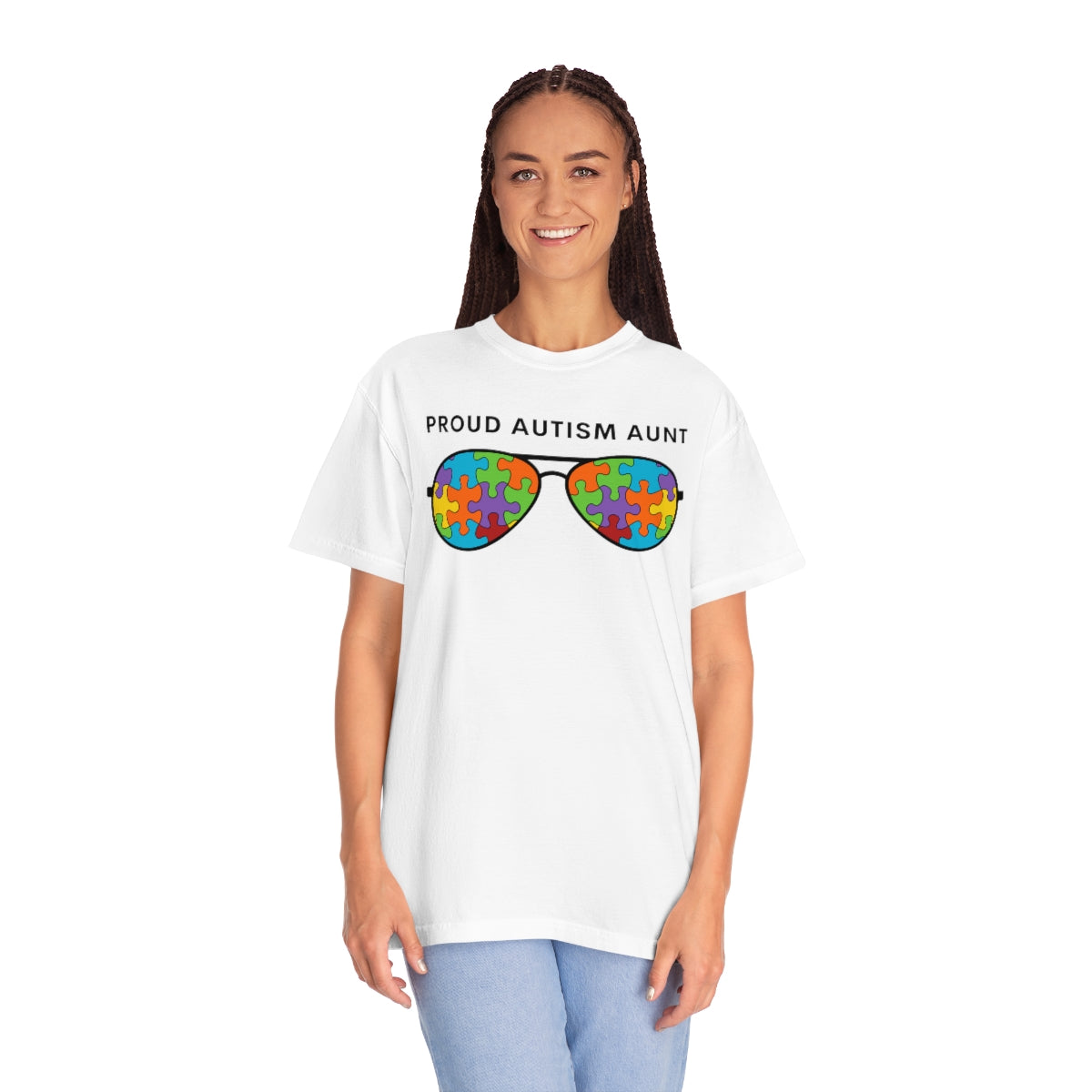 Proud Autism Aunt Sunglasses Puzzle Pieces Autism Awareness Tshirt