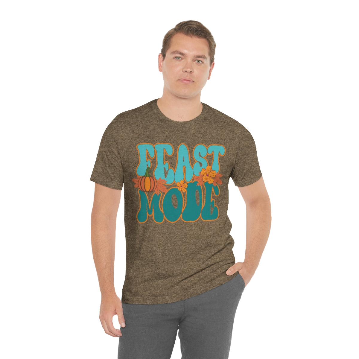 Feast Mode Cute Thanksgiving Tshirt Design | Thanksgiving TShirt | Thanksgiving T-Shirt | Thanksgiving Teeshirt Design on Unisex Jersey Short Sleeve Tee