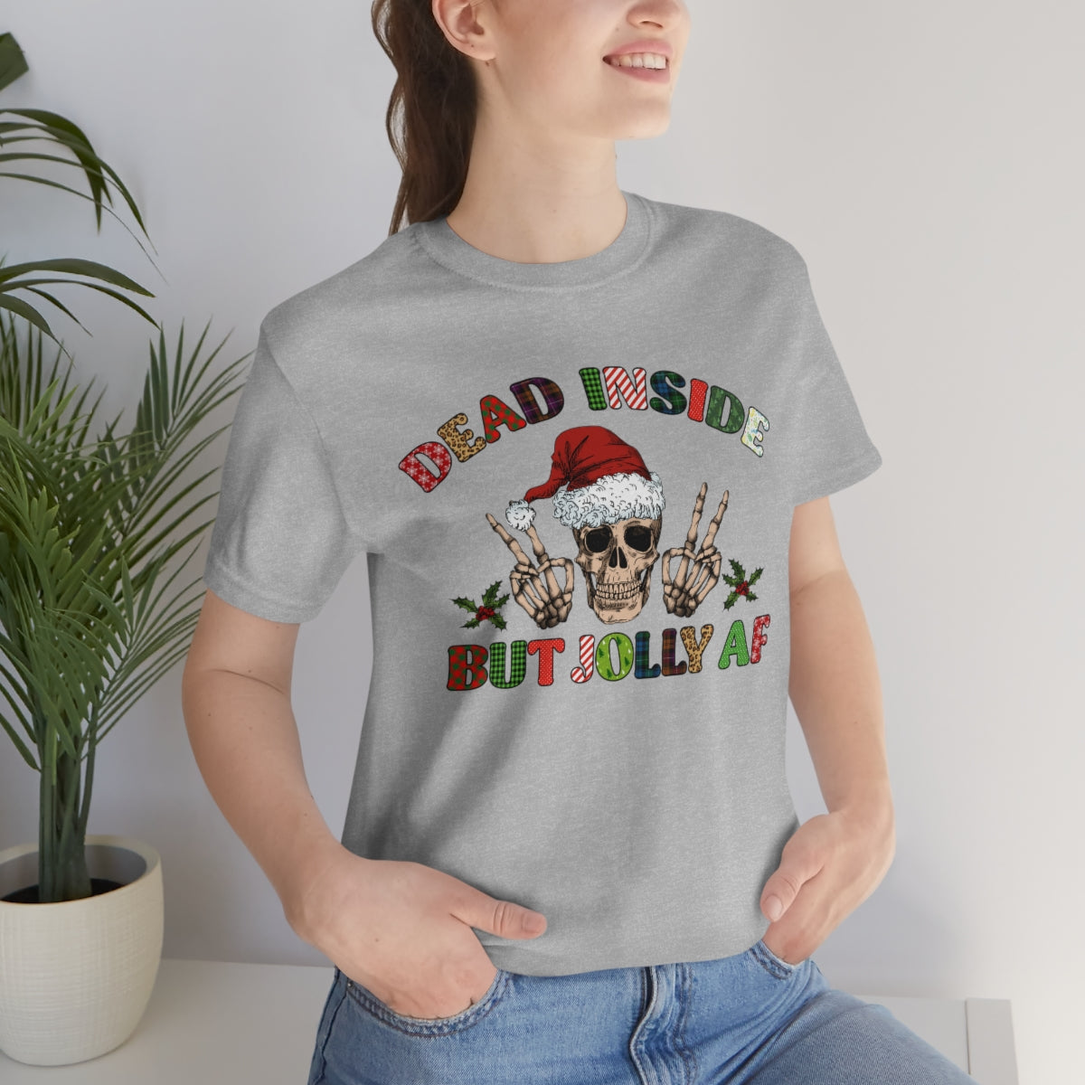 Dead but Jolly AF Skeleton Spooky Christmas Tshirt