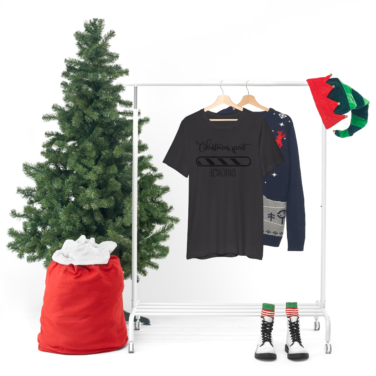 Christmas Spirit Loading Black Tshirt