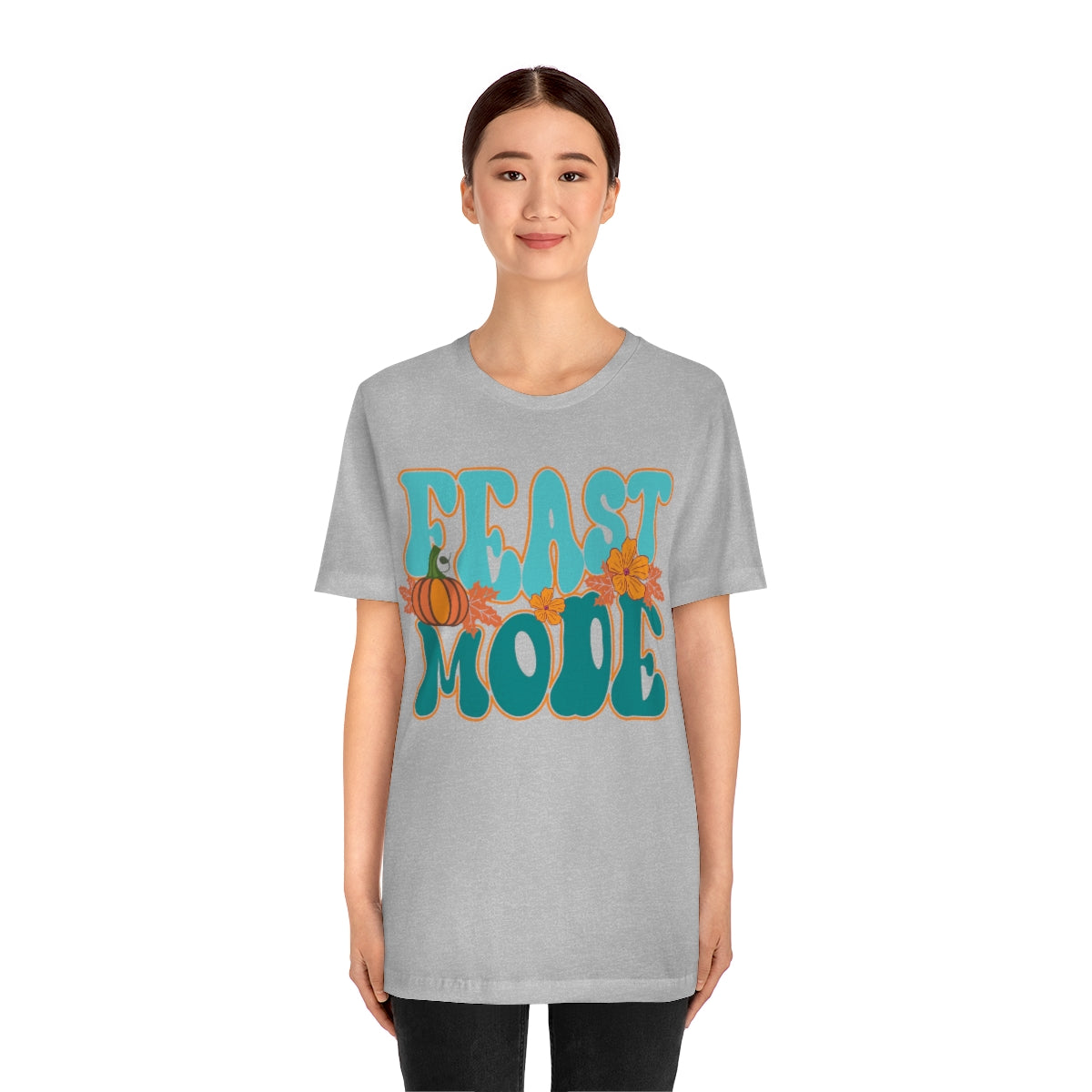 Feast Mode Cute Thanksgiving Tshirt Design | Thanksgiving TShirt | Thanksgiving T-Shirt | Thanksgiving Teeshirt Design on Unisex Jersey Short Sleeve Tee