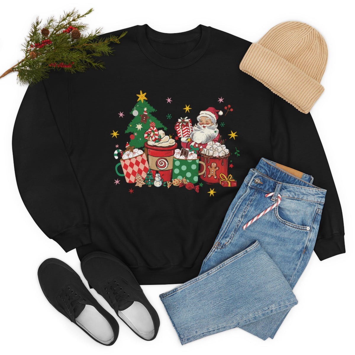 Current Mood Vintage Santa with Presents Christmas Sweatshirt