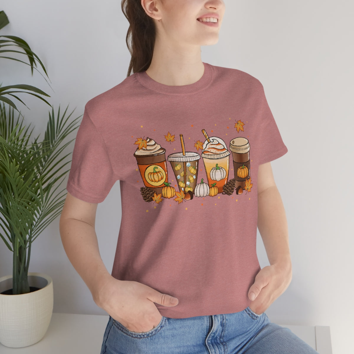 Fall Coffee Shirt Pumpkin Spice Coffee Design Short Sleeve Tshirt