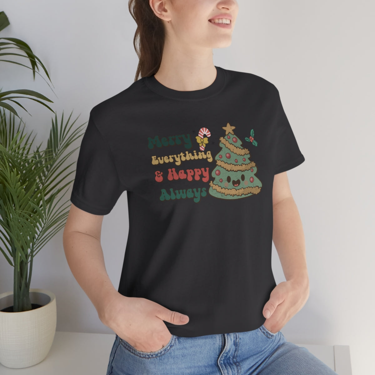 Merry Everything Tree Retro Christmas Tshirt